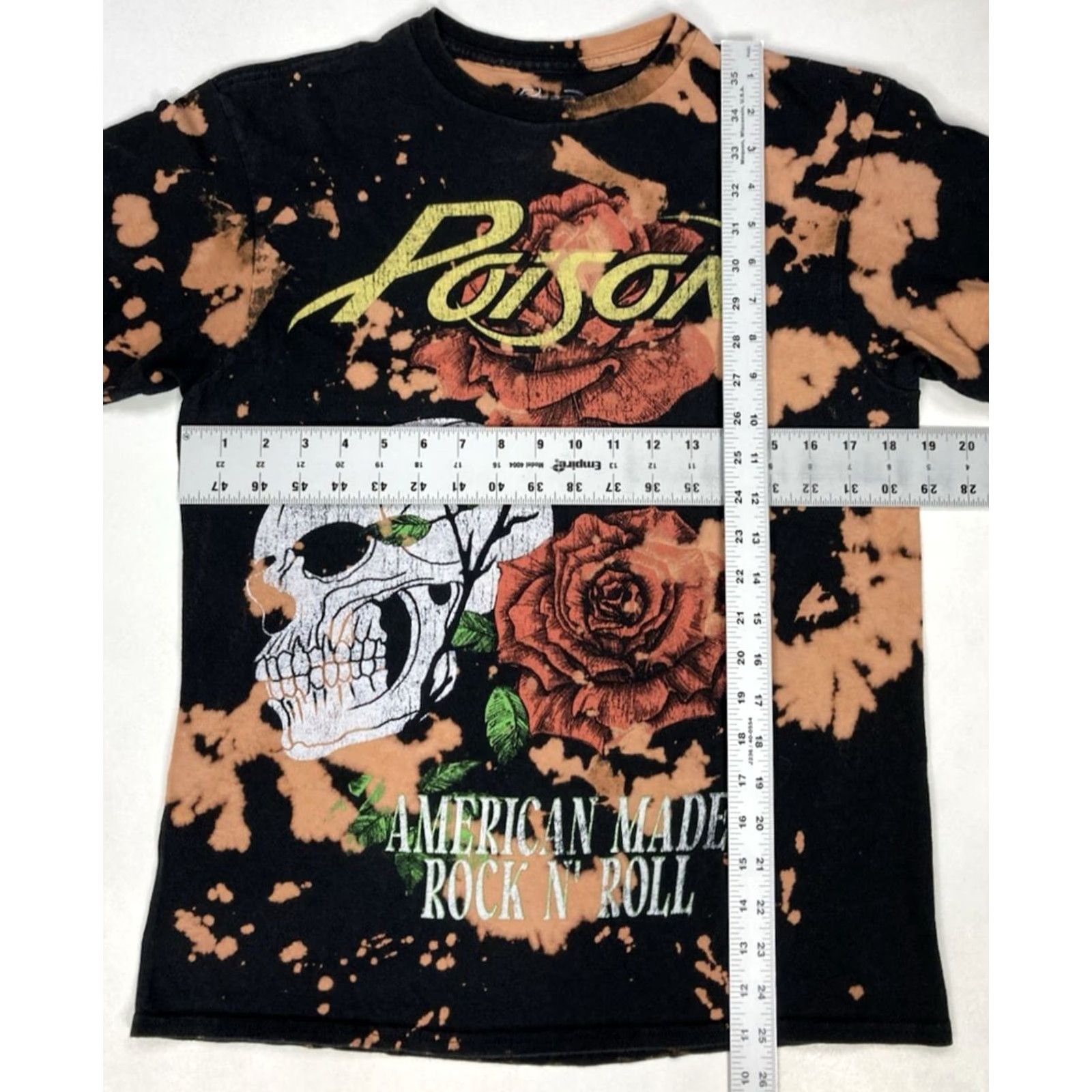 Vintage Poison Skull Flower Graphic T-shirt Women Medium Black Tie Dye Bleach Music Shirt Size M / US 6-8 / IT 42-44 - 6 Thumbnail