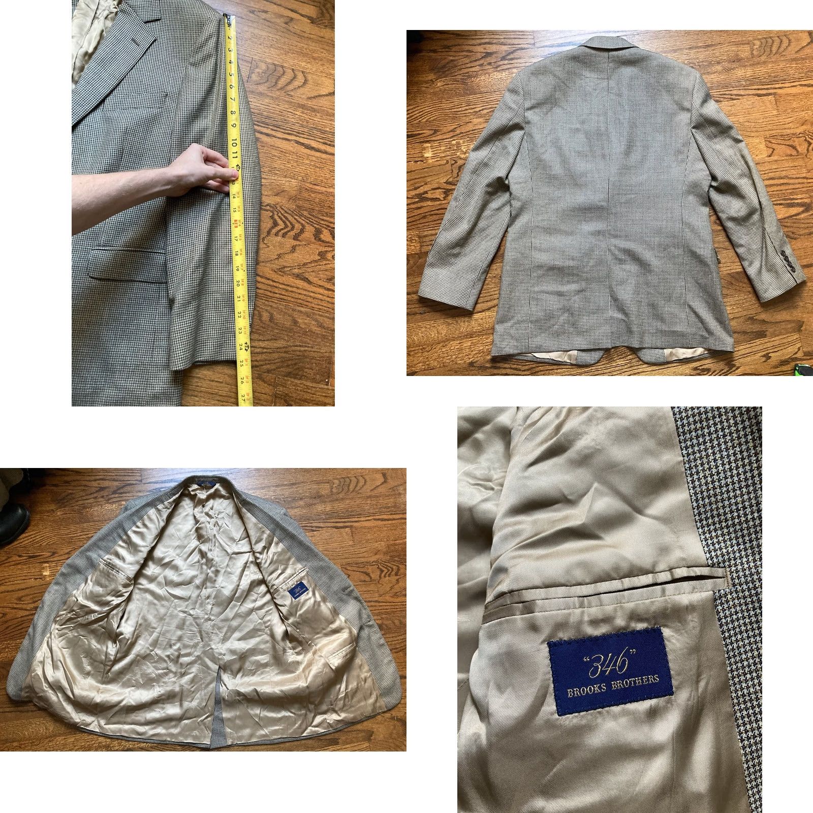 Brooks Brothers Brooks Brothers Coat Mens 42 Beige Blazer Size 42R Houndstooth Wool Sport Size 42R - 8 Thumbnail