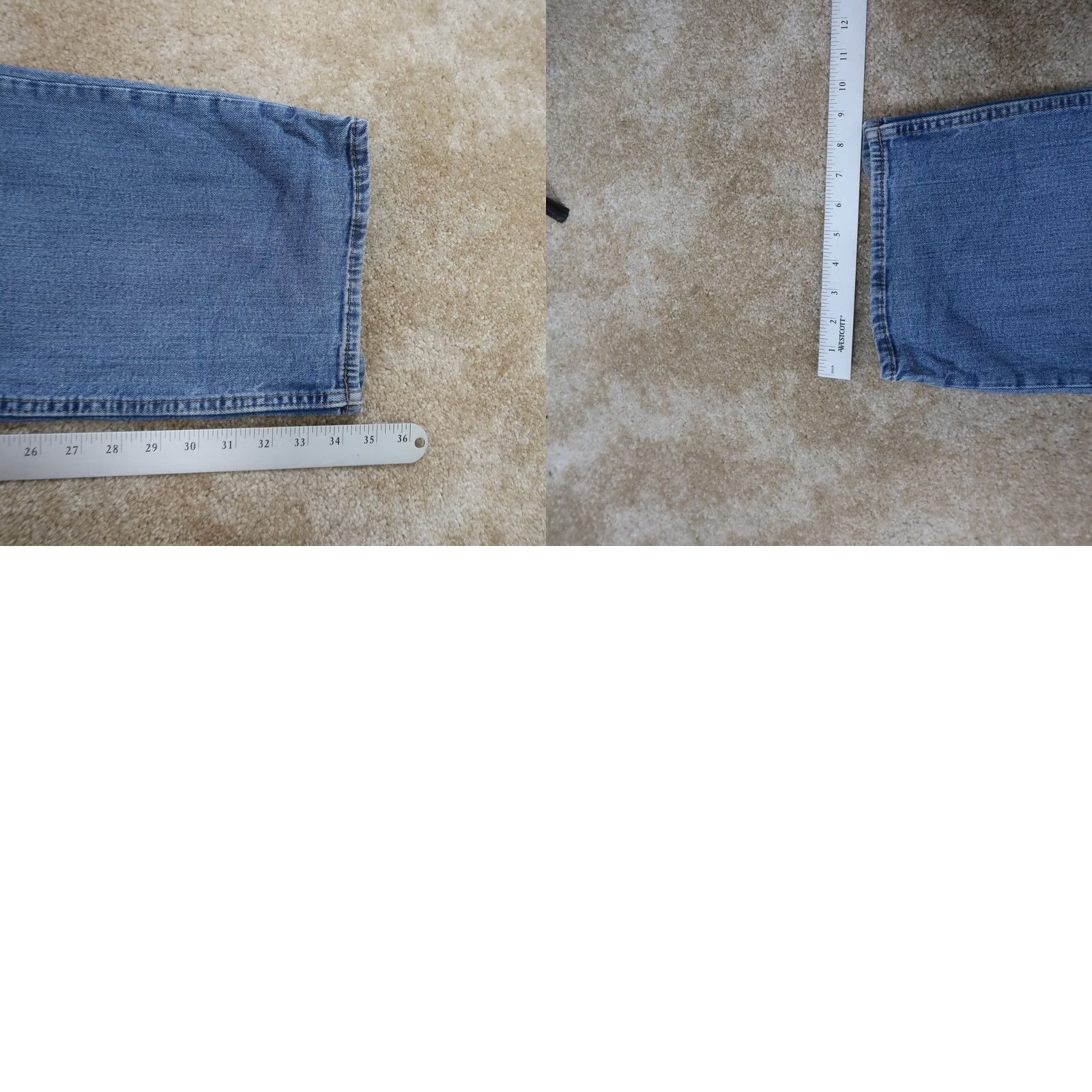Denime Reclaim Jeans Regular Straight Men 36x34 Denim Blue Stretch Cotton Blend 5-Pocket Zipper Belt Loops Logo Distressed Light Wash Mens Size US 36 / EU 52 - 9 Thumbnail