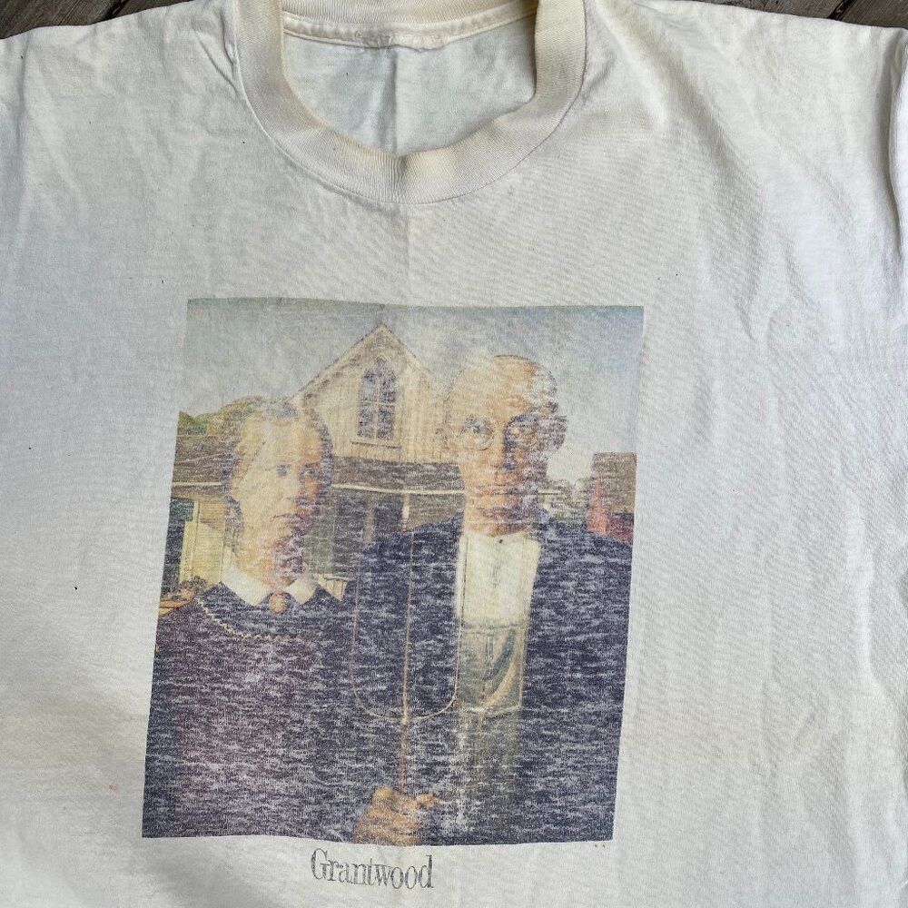 Vintage Vintage 1988 American Gothic Grant Wood Artwork T Shirt Lar Size US L / EU 52-54 / 3 - 2 Thumbnail