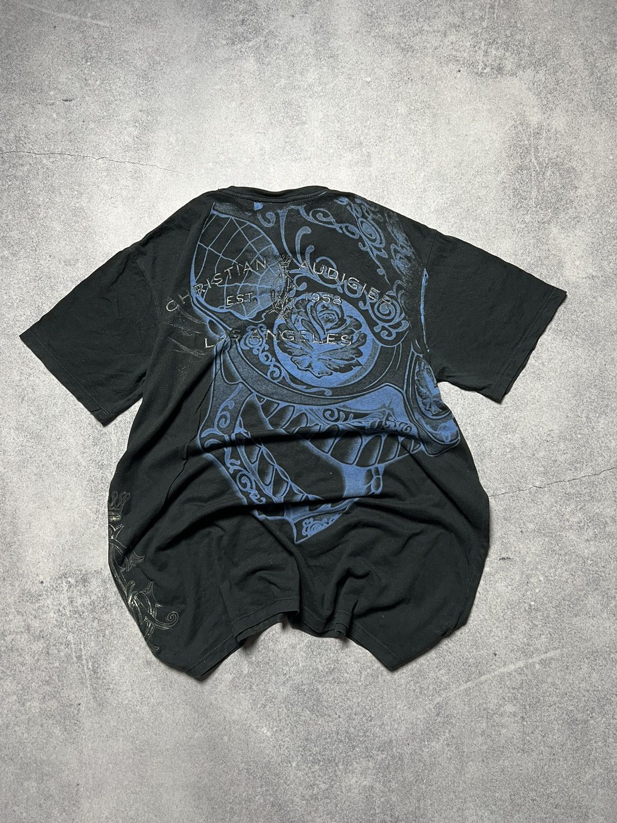 Ed Hardy Vintage Christian Audigier Faded Distressed Rhinestones Tee Size US L / EU 52-54 / 3 - 8 Thumbnail