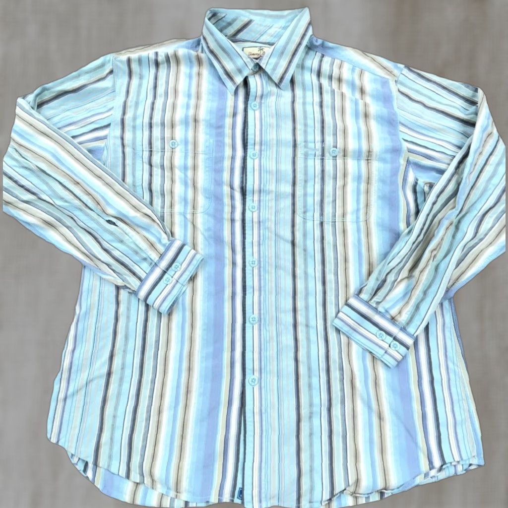 Tommy Bahama Tommy Bahama Shirt Men XL Blue Silk Button-Up Striped Beach Casual Short Sleeve Mens Size US XL / EU 56 / 4 - 1 Thumbnail