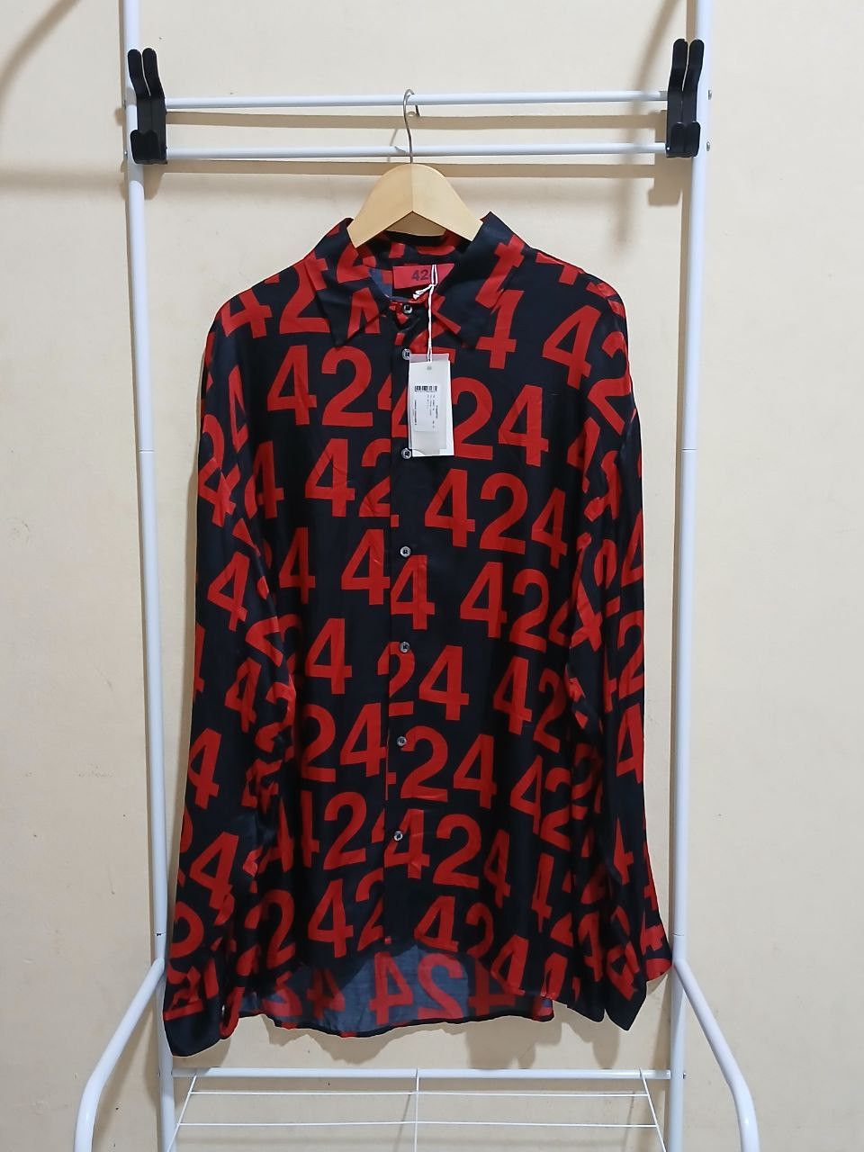 424 🔥FINAL PRICE 🔥 424 Black/Red Allover Logo Button Down LS Size US XL / EU 56 / 4 - 1 Thumbnail