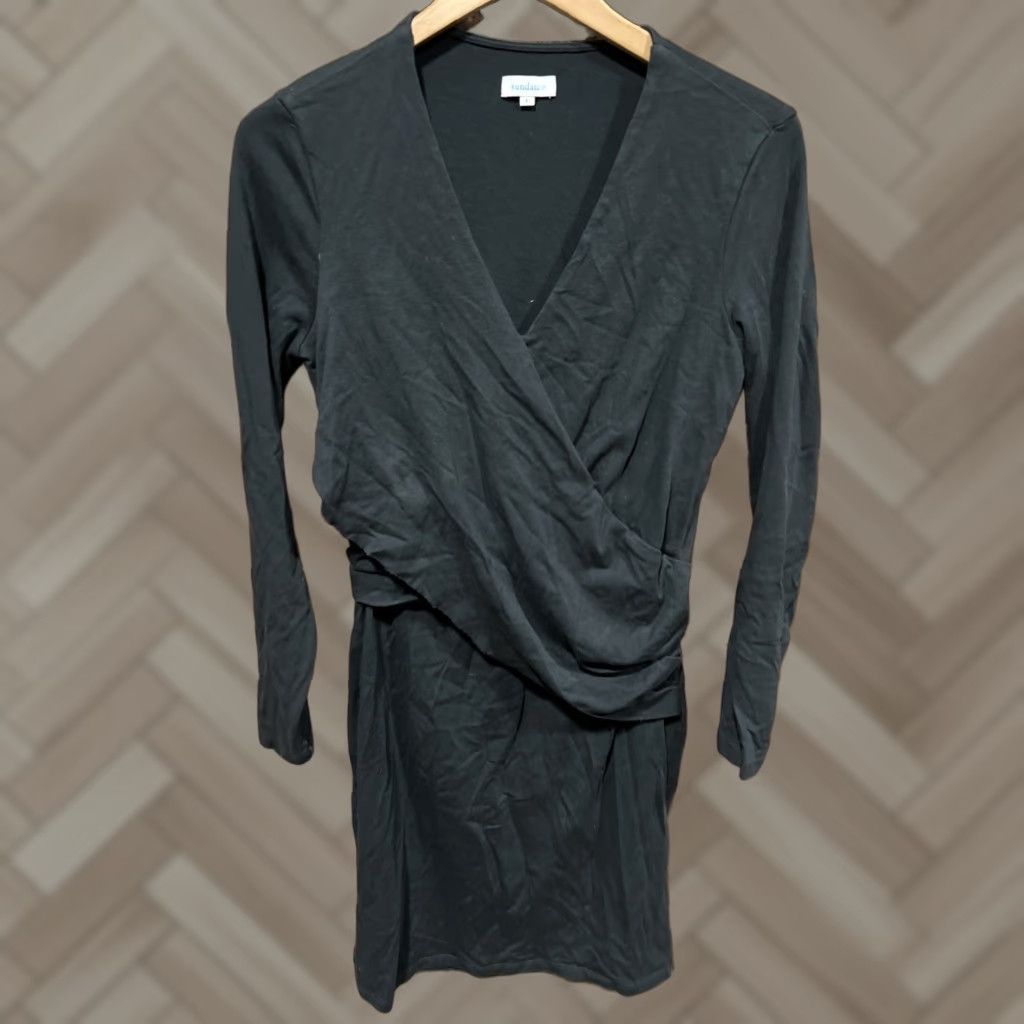 Vintage Sundance Womens Slip Dress Black Long Sleeve V-Neck Midi L Large Size L / US 10 / IT 46 - 1 Thumbnail