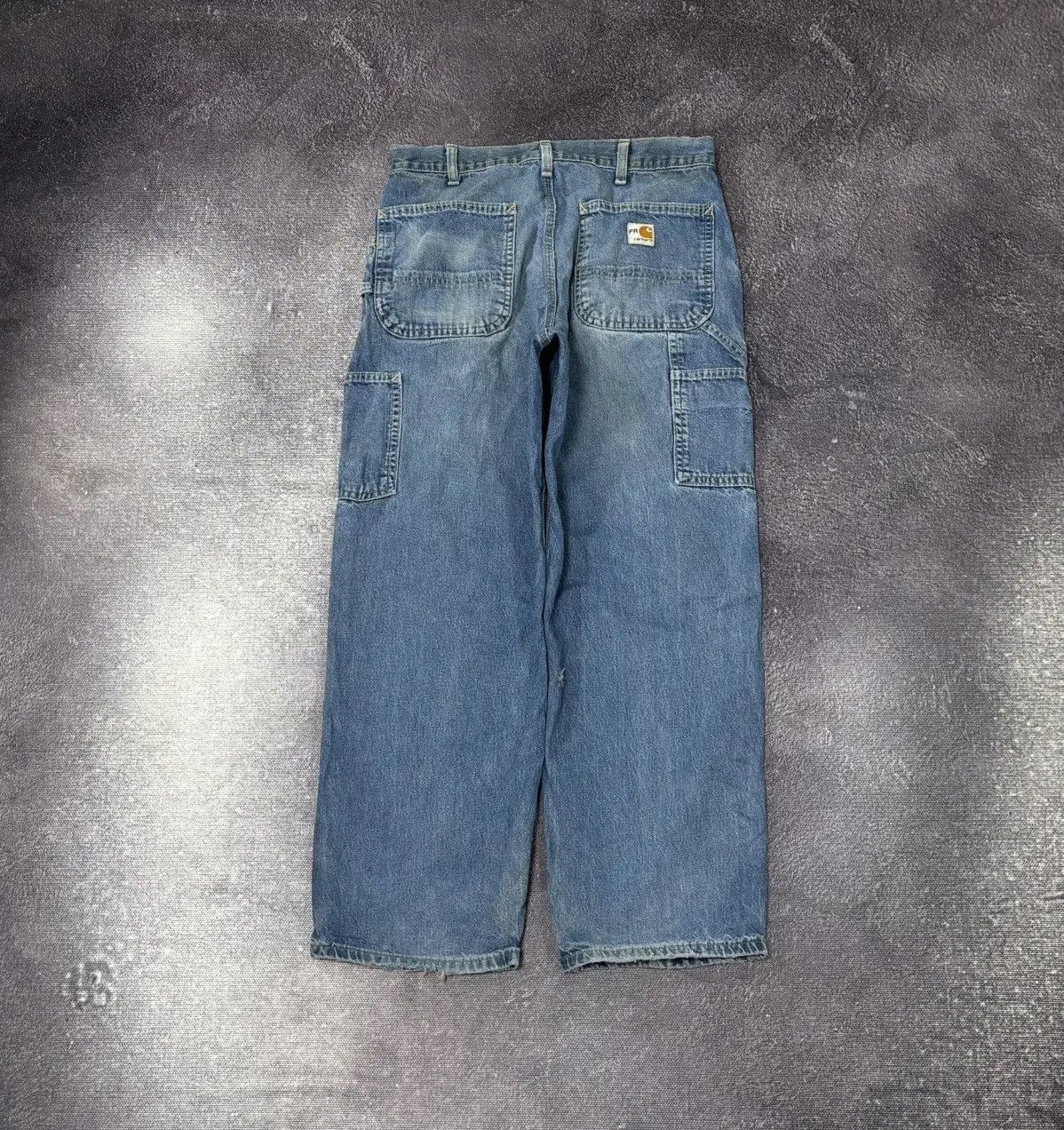 Pre-owned Carhartt X Vintage Carhartt Flame Resistant Dungaree Fit Baggy Jeans In Blue