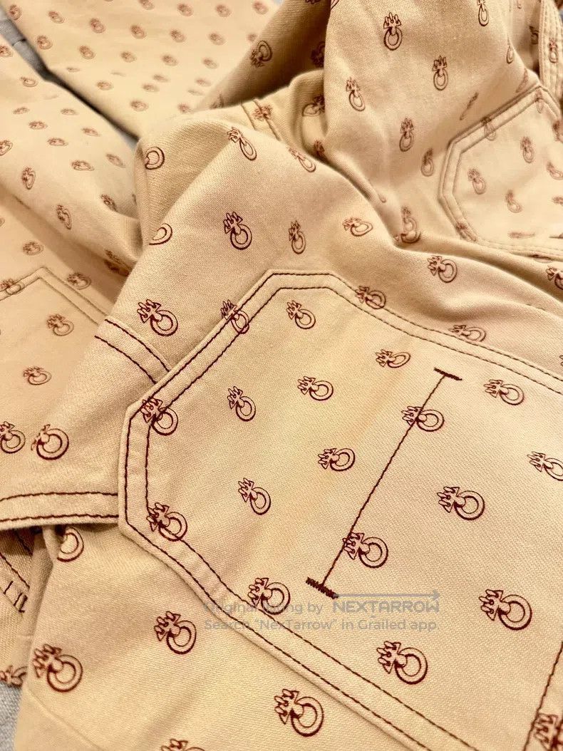 Hermes Hermes Cotton khaki full-print logo jeans Size 25" / US 0 / IT 36 - 6 Thumbnail