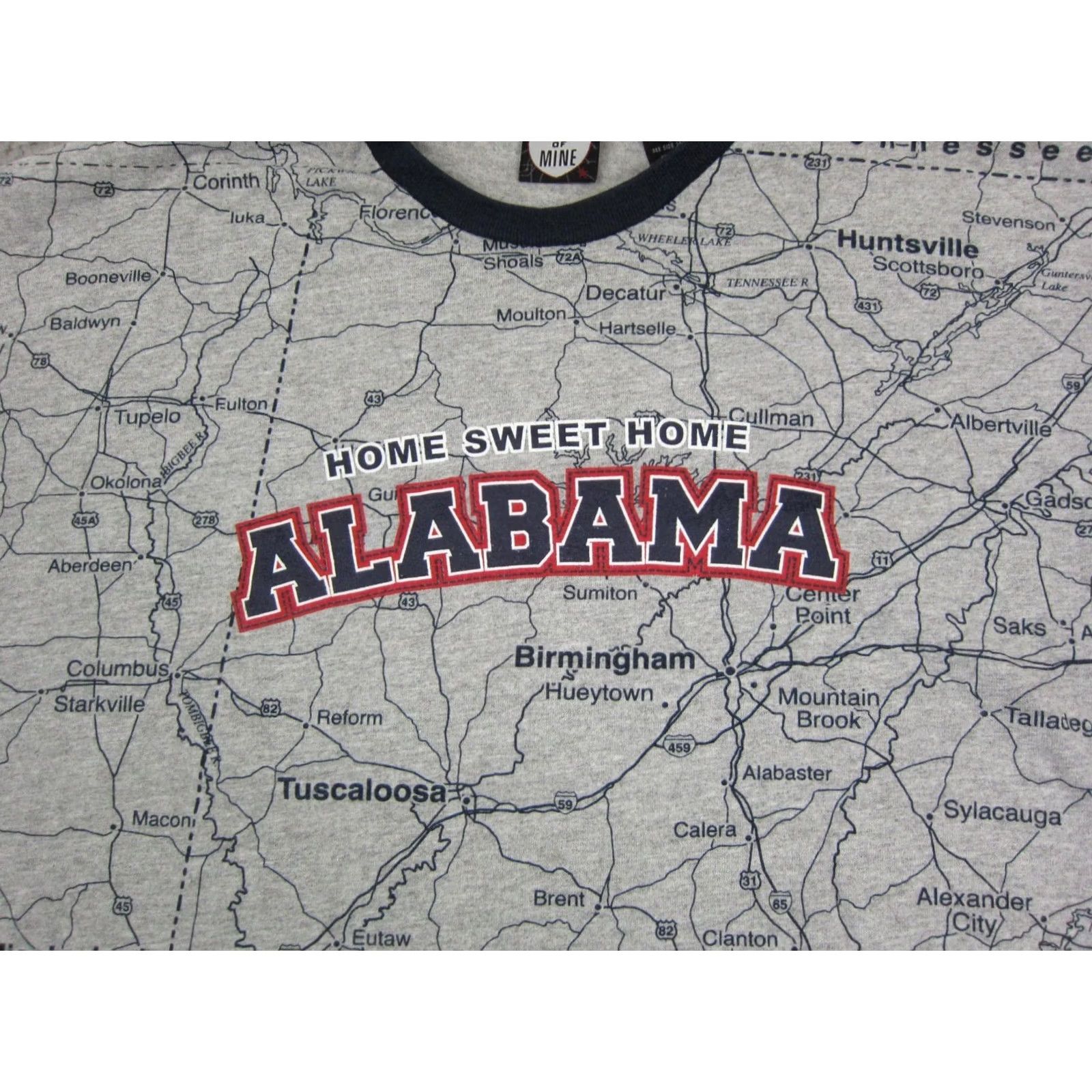 Vintage VINTAGE State of Mine Alabama Shirt Men Gray Large Map All Over Print 90s Size US L / EU 52-54 / 3 - 2 Thumbnail