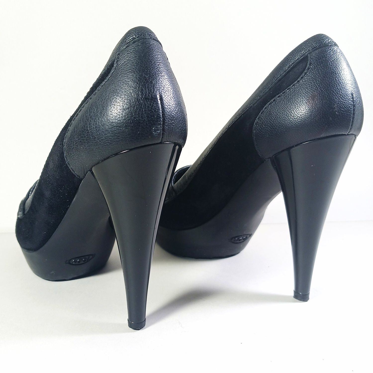 Tod's Tod's Black Suede/Leather Size 36 1/2 High Heel Pumps Size US 6.5 / IT 36.5 - 5 Thumbnail