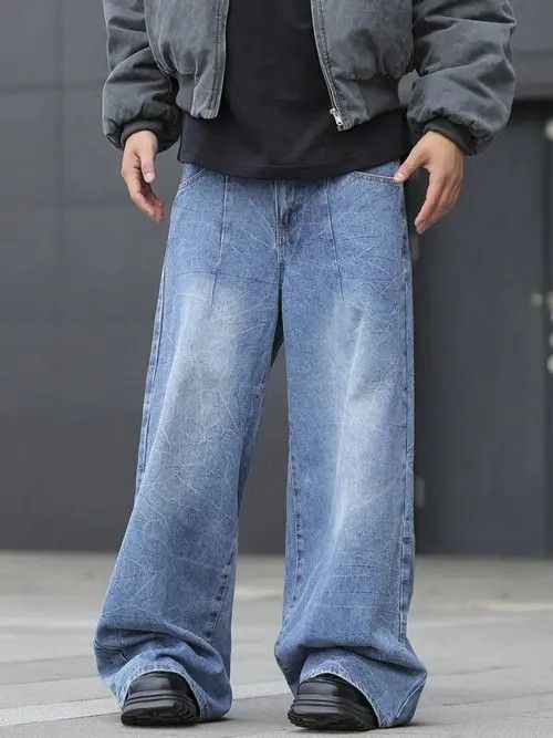 Jean × Vintage Faded Baggy Denim Jeans Wide Leg Size US 34 / EU 50 - 3 Thumbnail