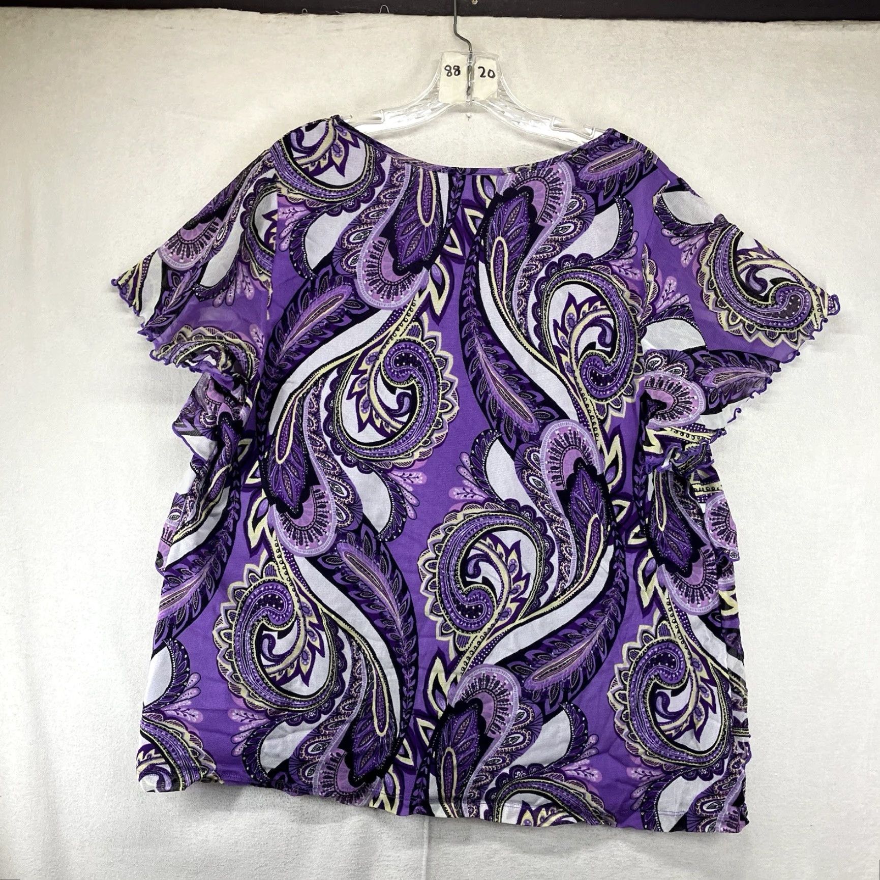 Apt. 9 Apt. 9 Blouse Women 1X Purple Paisley Sleeveless Scoop Neck Lined Ruffle Bohemian Casual Lightweight Breathable Shirt Size XL / US 12-14 / IT 48-50 - 2 Thumbnail