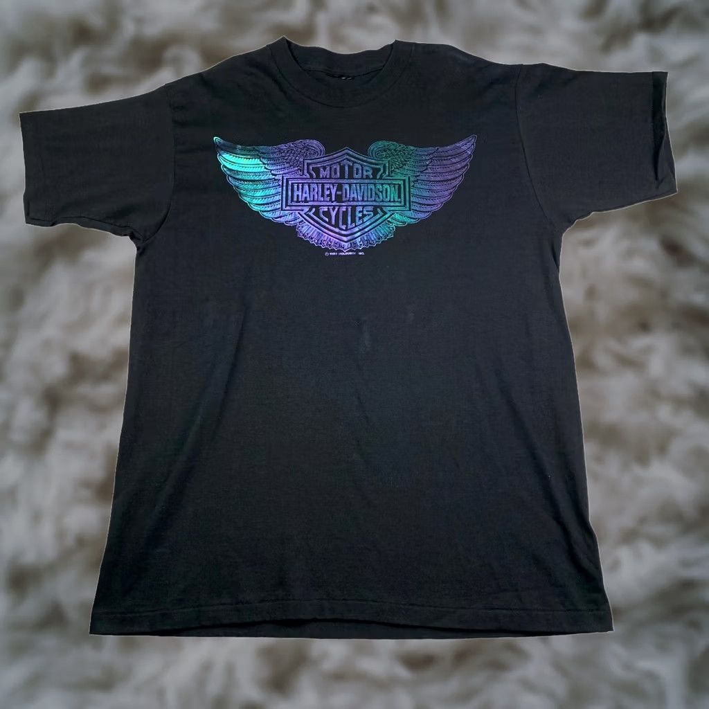 Harley Davidson VINTAGE Harley-Davidson T-Shirt Mens Graphic Tee Black 1990 Single Stitch Crew Neck Large Size US L / EU 52-54 / 3 - 1 Thumbnail