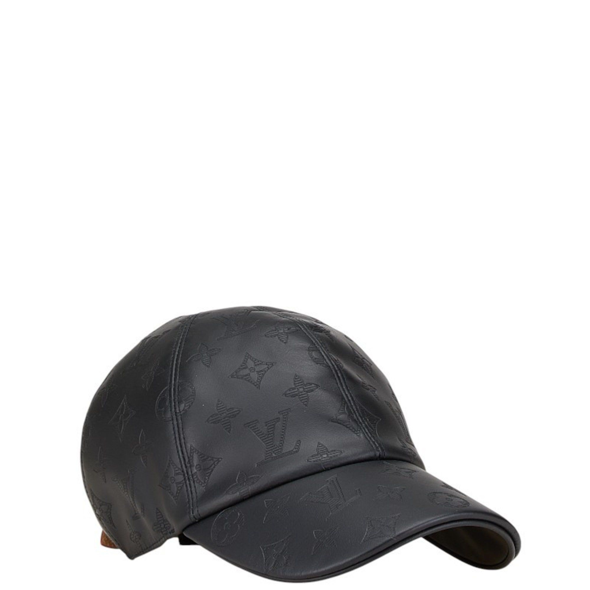 Louis Vuitton Louis Vuitton Monogram Shadow Cap Size: 58 M76580 Black Leather Cotton Men's LOUIS VUITTON Size ONE SIZE - 1 Thumbnail