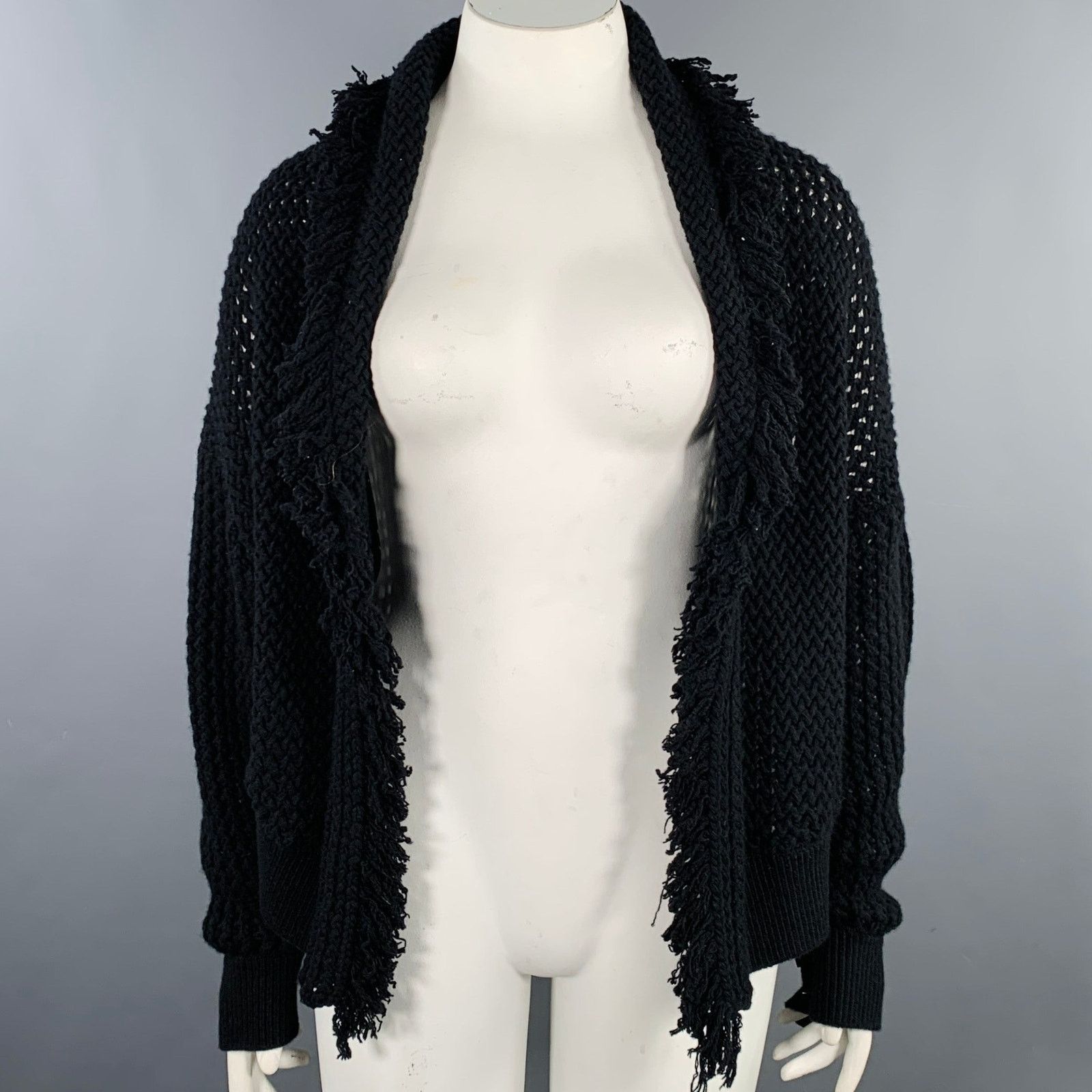 DOROTHEE SCHUMACHER L Black Wool Cashmere Blend Knit Cardigan Size L / US 10 / IT 46 - 1 Thumbnail