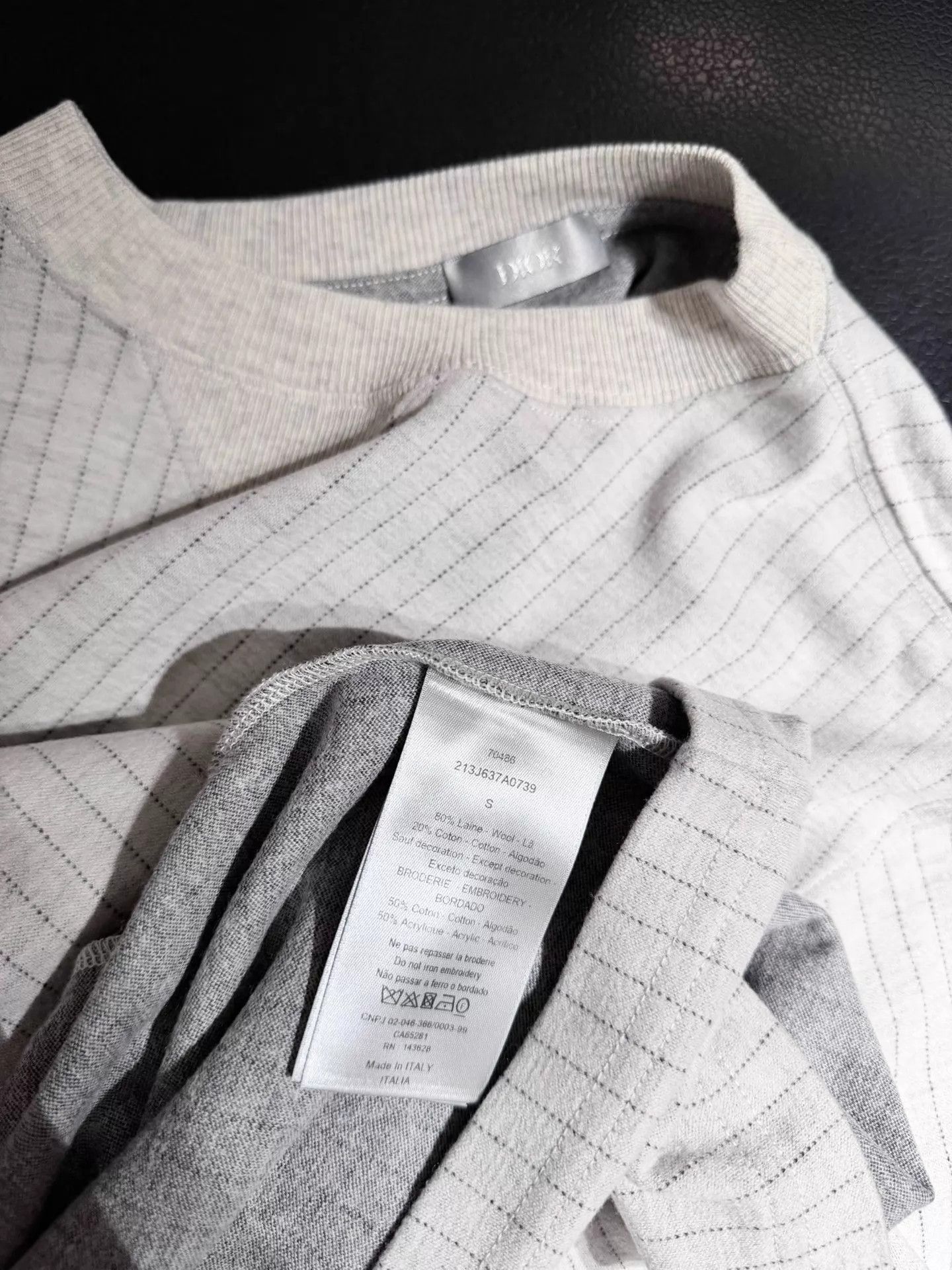 Dior Dior Men's Gray Line Wool Short Tee S (Oversized) Size US S / EU 44-46 / 1 - 3 Thumbnail