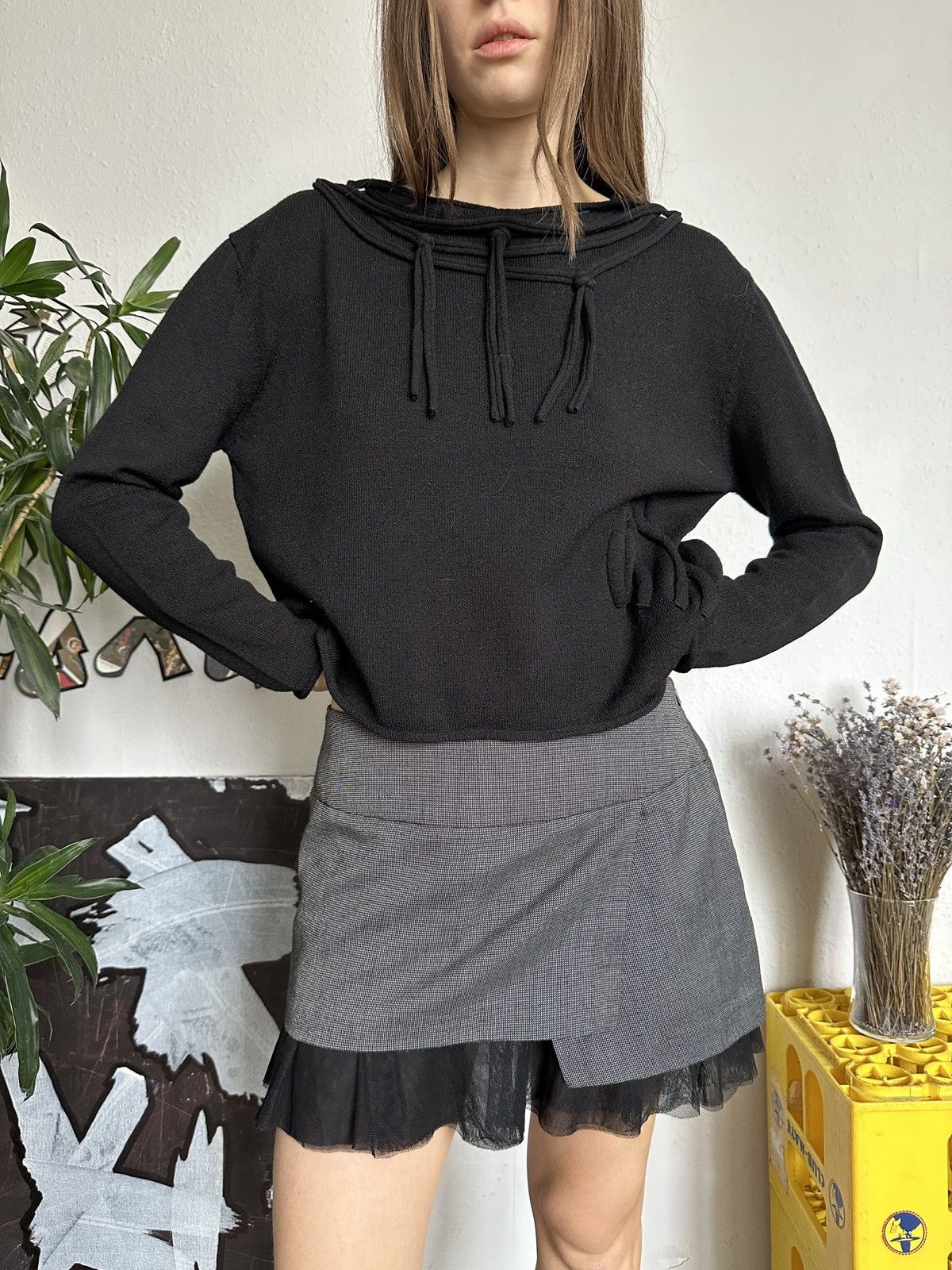 Designer Unique Designer Wool Blend Fringe Knit Crop Pullover Size L / US 10 / IT 46 - 4 Thumbnail