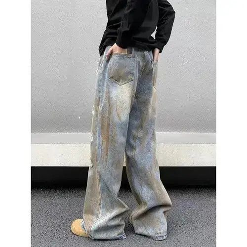 Designer × Japanese Brand × Jean Hole Tie-dye Distress Wide Leg Jeans Size US 34 / EU 50 - 2 Thumbnail