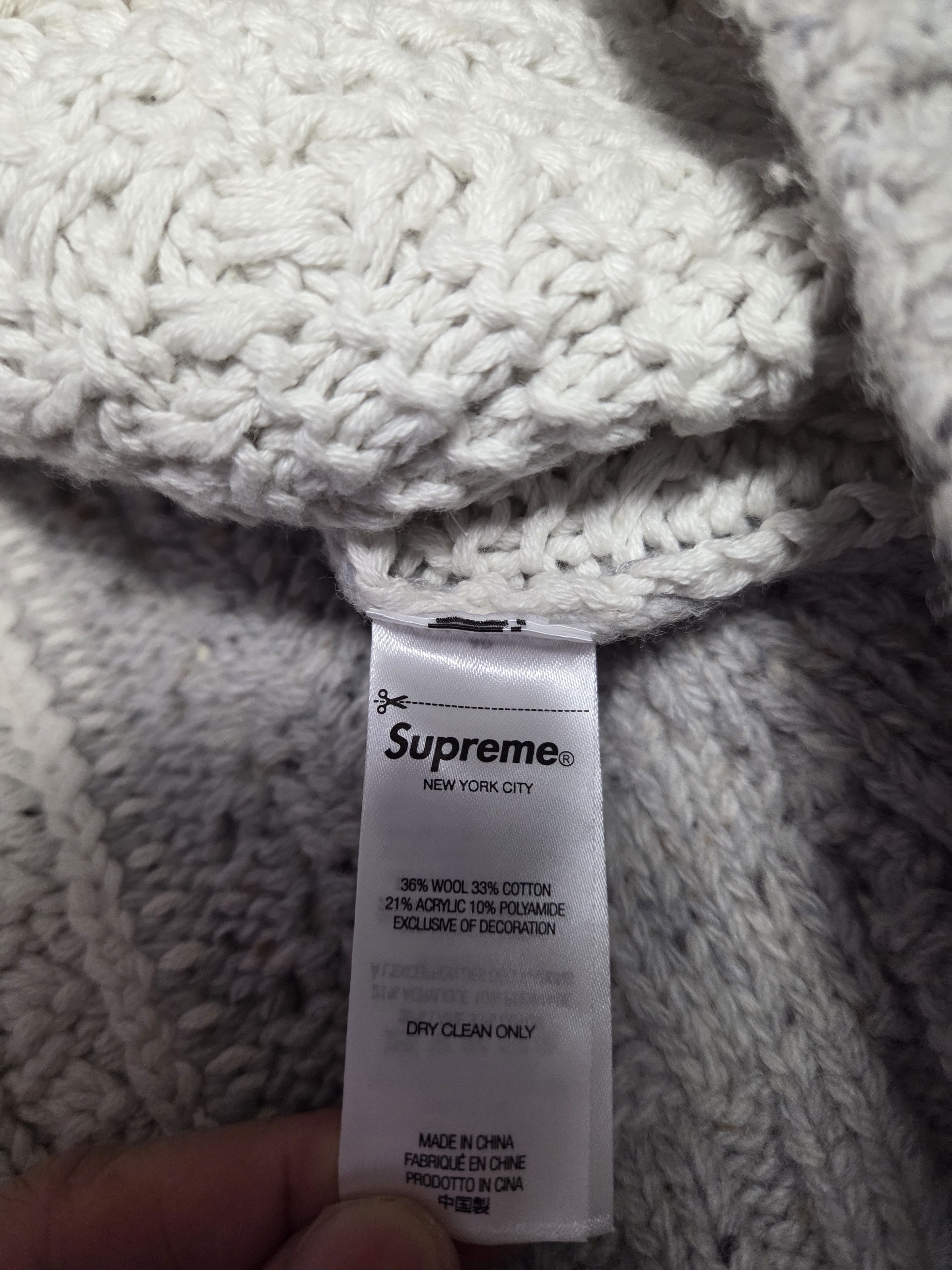 Supreme Supreme Patchwork Cable Knit Cardigan Ivory Size US M / EU 48-50 / 2 - 8 Thumbnail