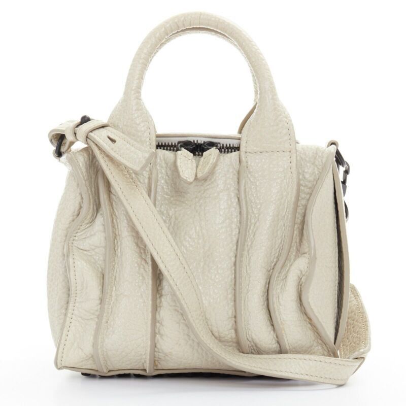 Alexander Wang Rockie Grey Pebble Leather Black Stud Base Small Duffel Bag, Women's