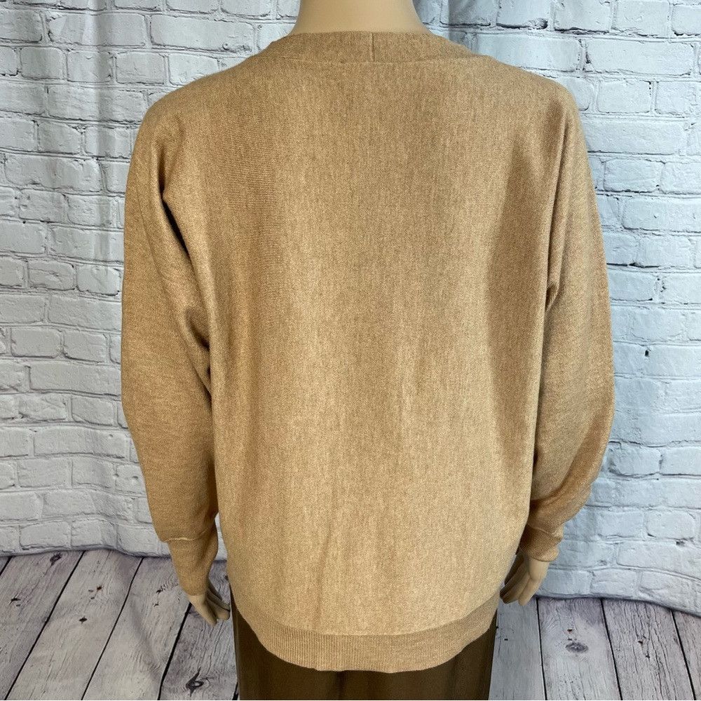 Chicos New Chico's Caviar Bead V-Neck Pullover Tan Sweater Size 1 Size M / US 6-8 / IT 42-44 - 4 Thumbnail