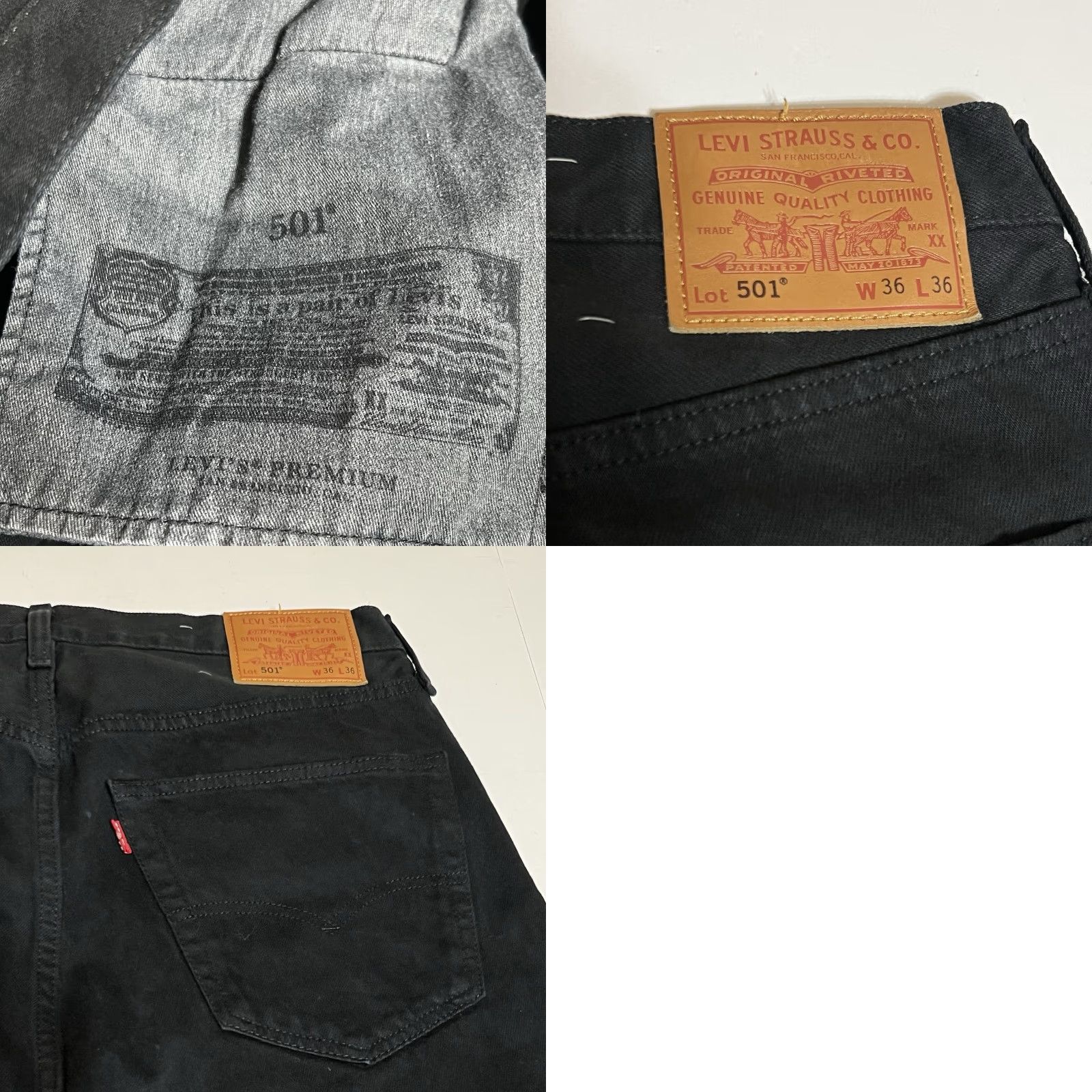 Levi's Levi's 501 Jeans Mens 36x36 Black Regular Button Fly Denim Big E City Classic Modern Vintage 5-Pocket Size US 36 / EU 52 - 9 Thumbnail