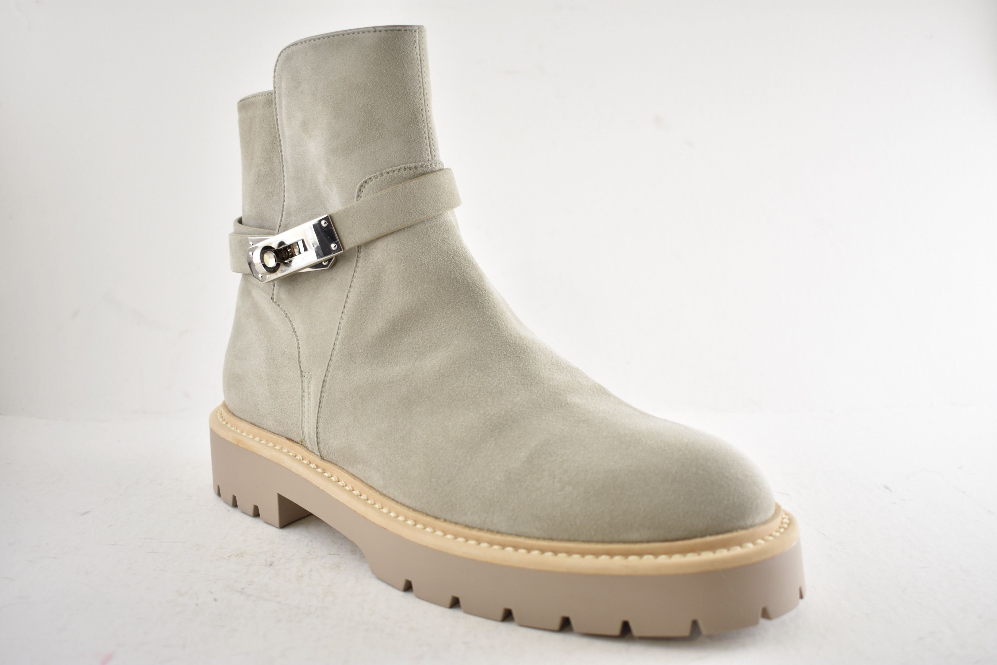 Hermes Hermes Jeff Ankle Boot Galet Suede Kelly Lock Buckle 40 Size US 10 / IT 40 - 6 Thumbnail