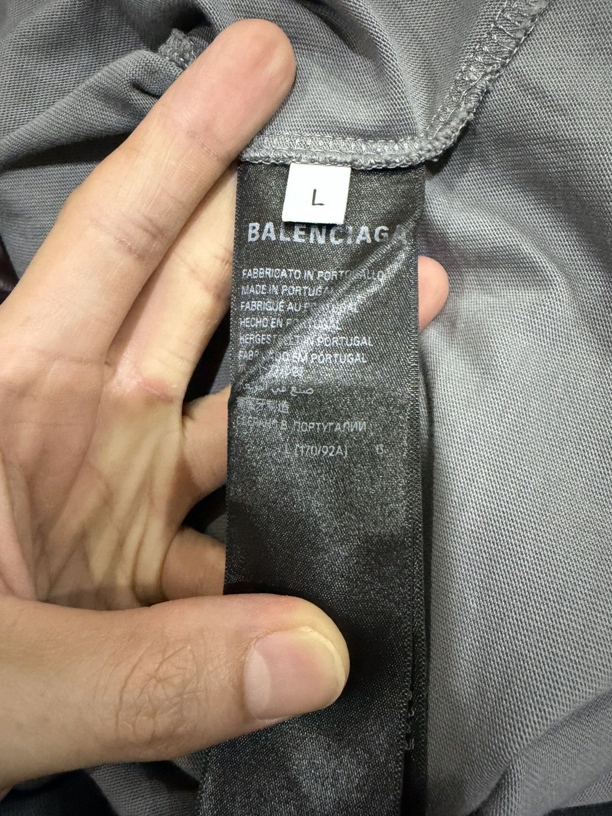 Balenciaga Balenciaga Gray Reflective Logo T-shirt L Size US L / EU 52-54 / 3 - 8 Thumbnail
