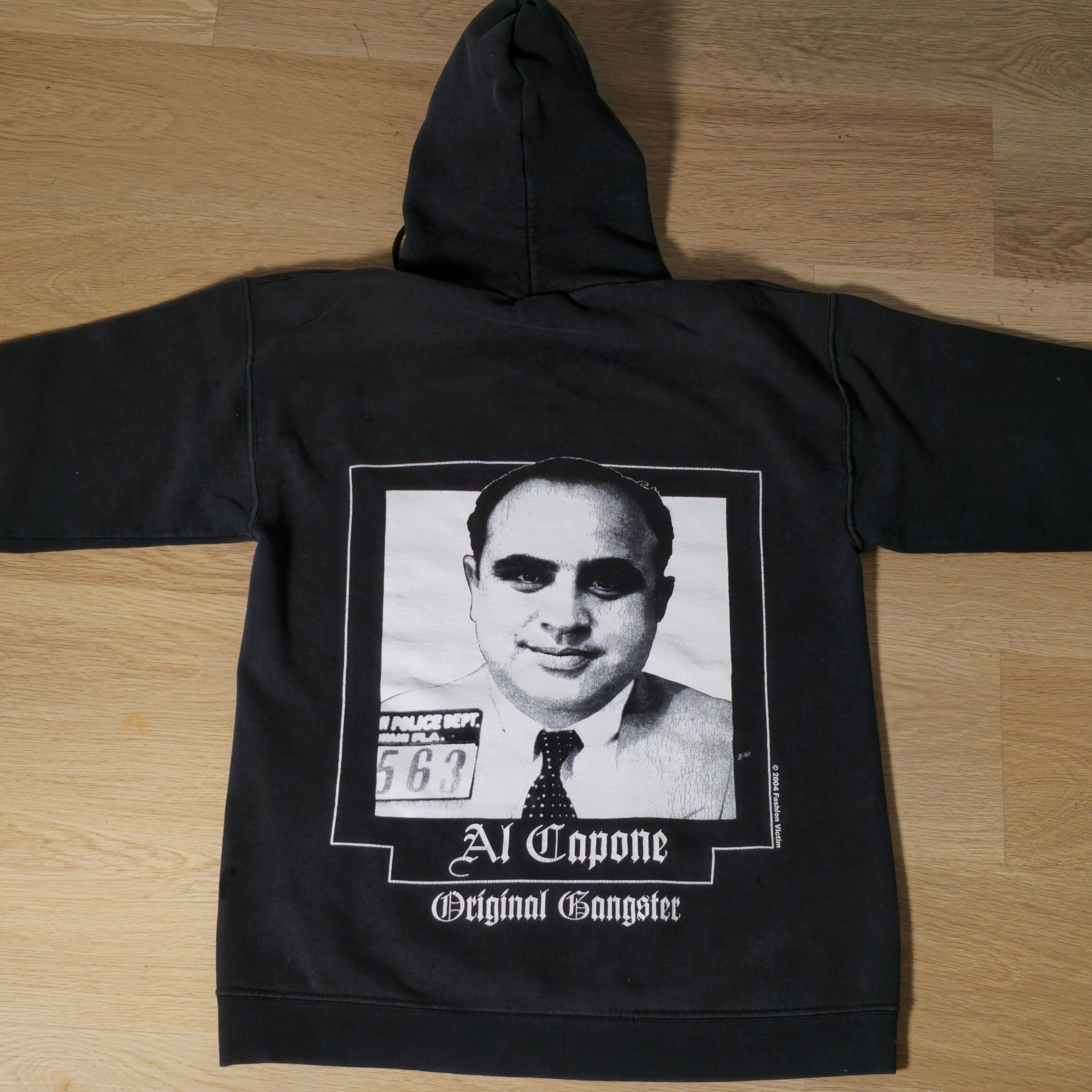 image of Fashion Victim Capone 2004 Hoodie Distressed in Black, Men's (Size Medium)