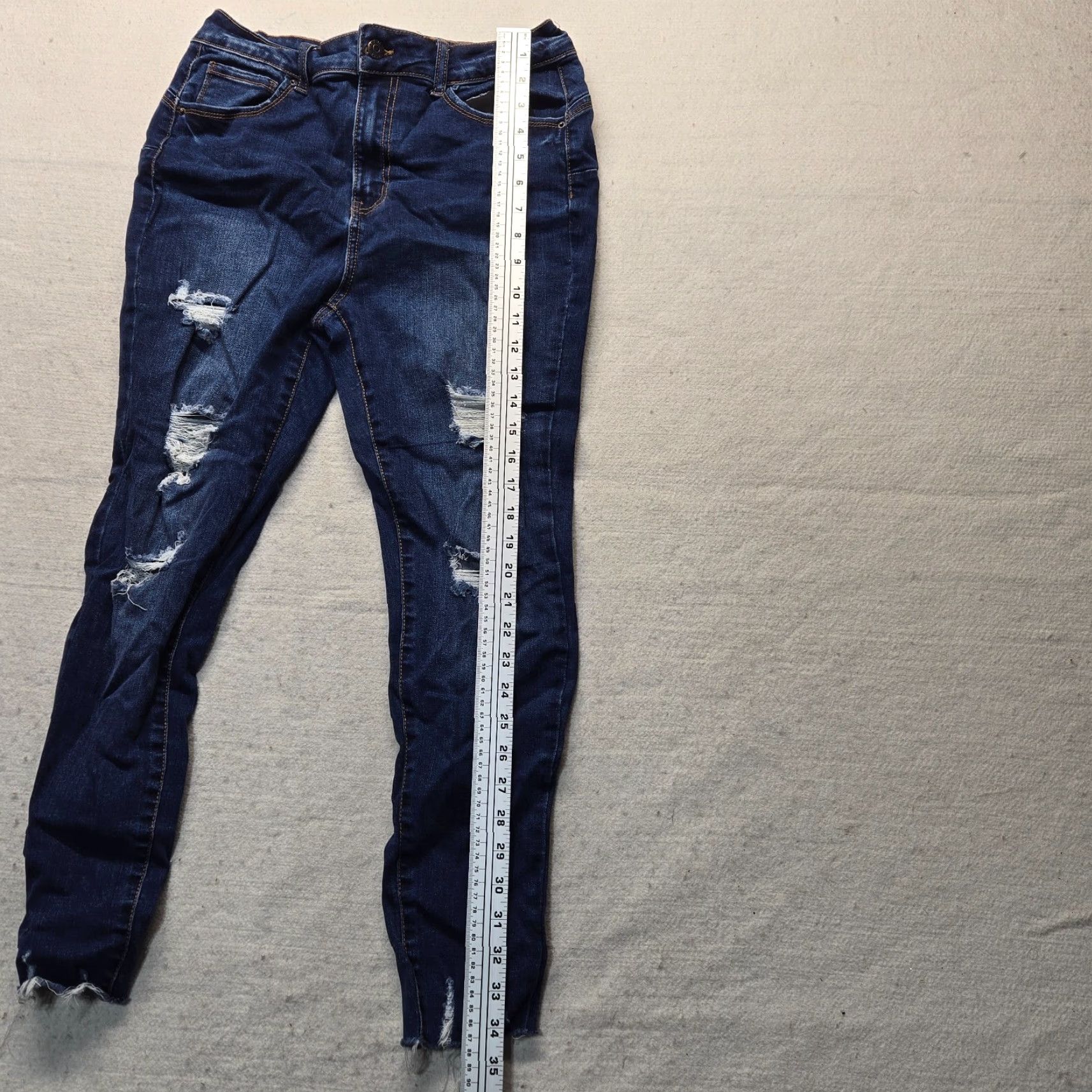 Denime Wax Jean Jeans Adult 11 / 30 Distressed Denim Blue Women's USA Size 32" / US 10 / IT 46 - 7 Thumbnail