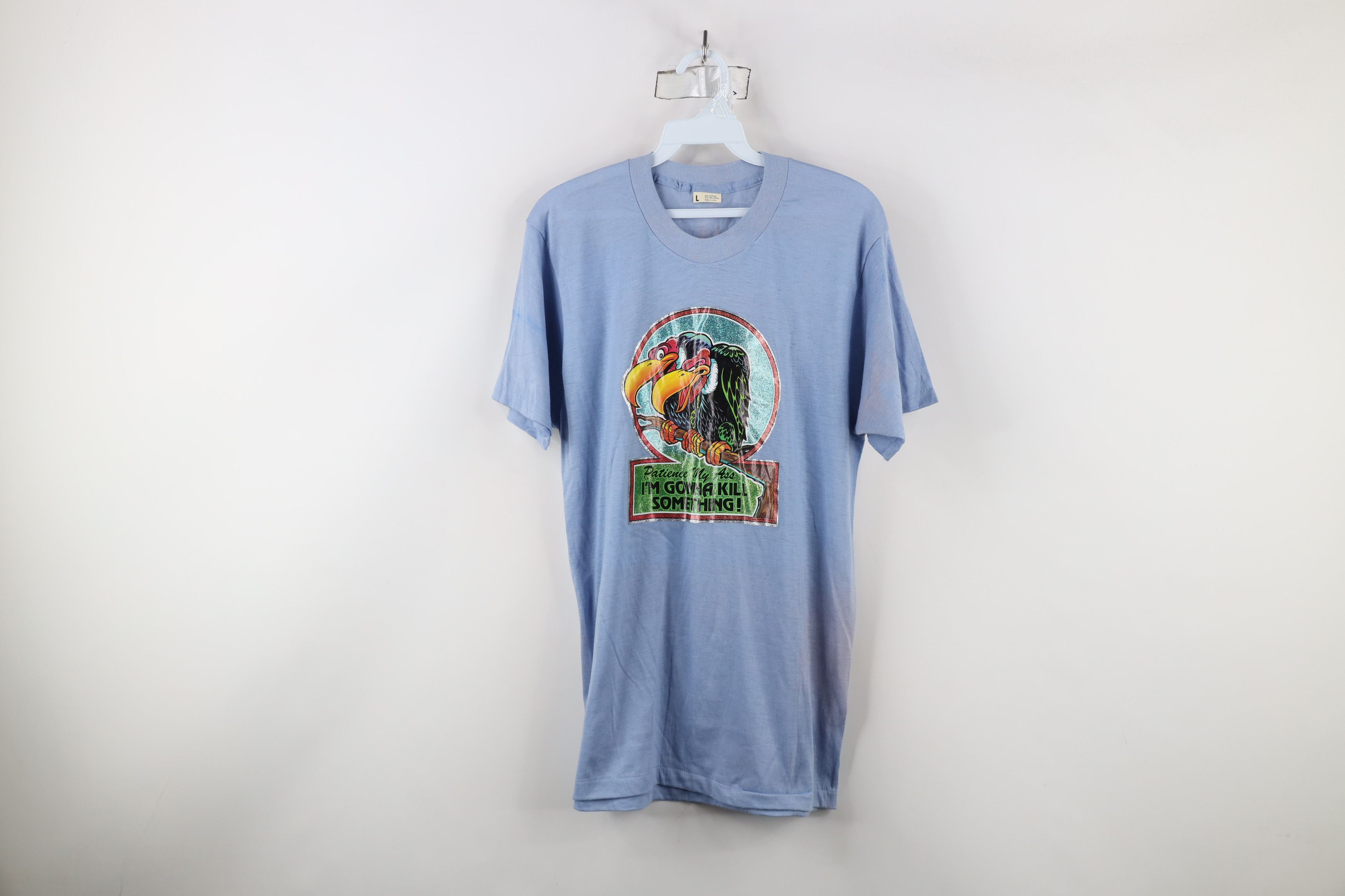 Vintage Vintage 80s My Ass I'm Gonna Kill Something Vulture T-Shirt Size US L / EU 52-54 / 3 - 1 Thumbnail