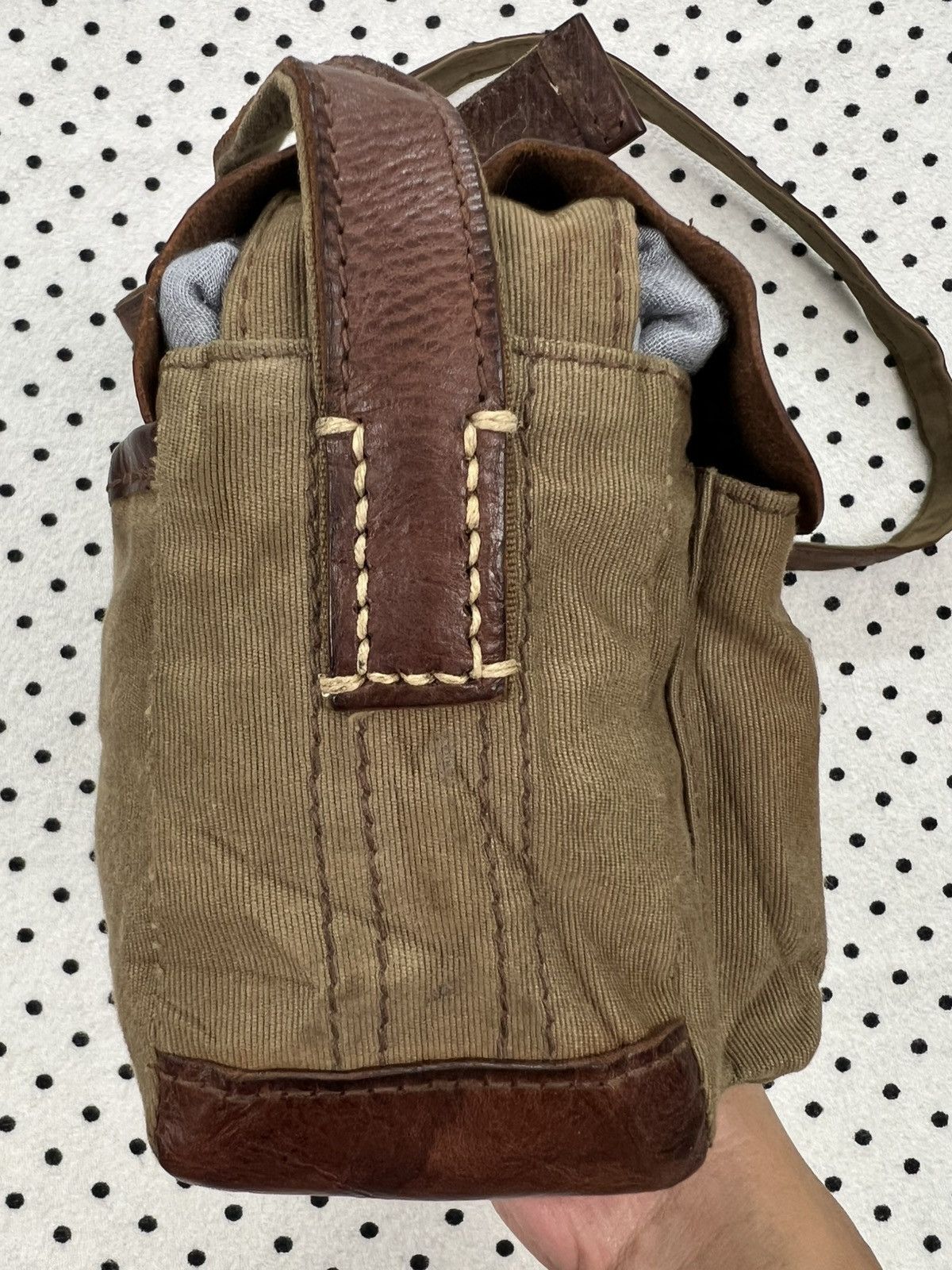 Japanese Brand Genten Canvas/Leather Crossbody Bag Size ONE SIZE - 8 Thumbnail