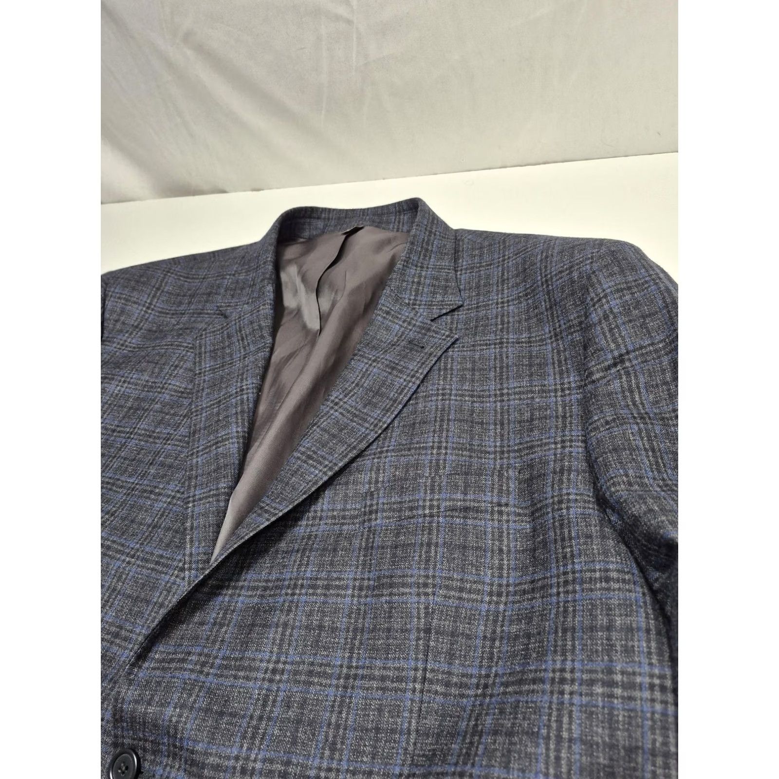 Vintage Oak Hill Premium Mens 3XLT Big Tall Sport Coat Gray Wool Plaid FLAW Size US XXL / EU 58 / 5 - 2 Thumbnail