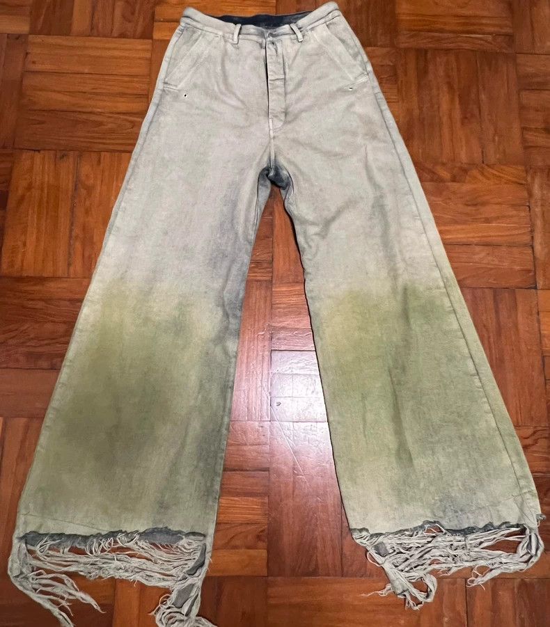 Pre-owned Rick Owens Baggy Cattle With Erosion Hem In Grey