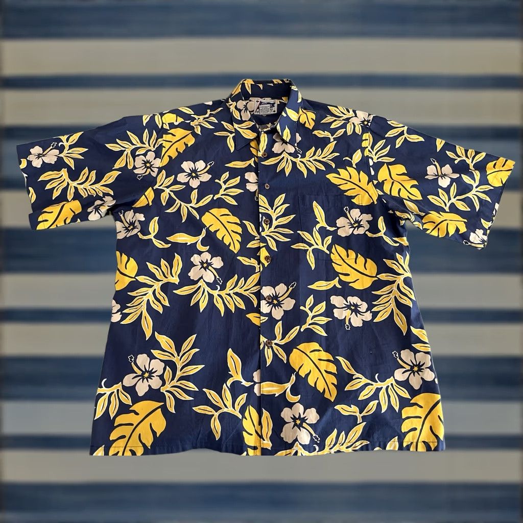 Reyn Spooner VINTAGE Reyn Spooner Button-Up Hawaiian Shirt Floral Blue Yellow Mens XL Size US XL / EU 56 / 4 - 1 Thumbnail