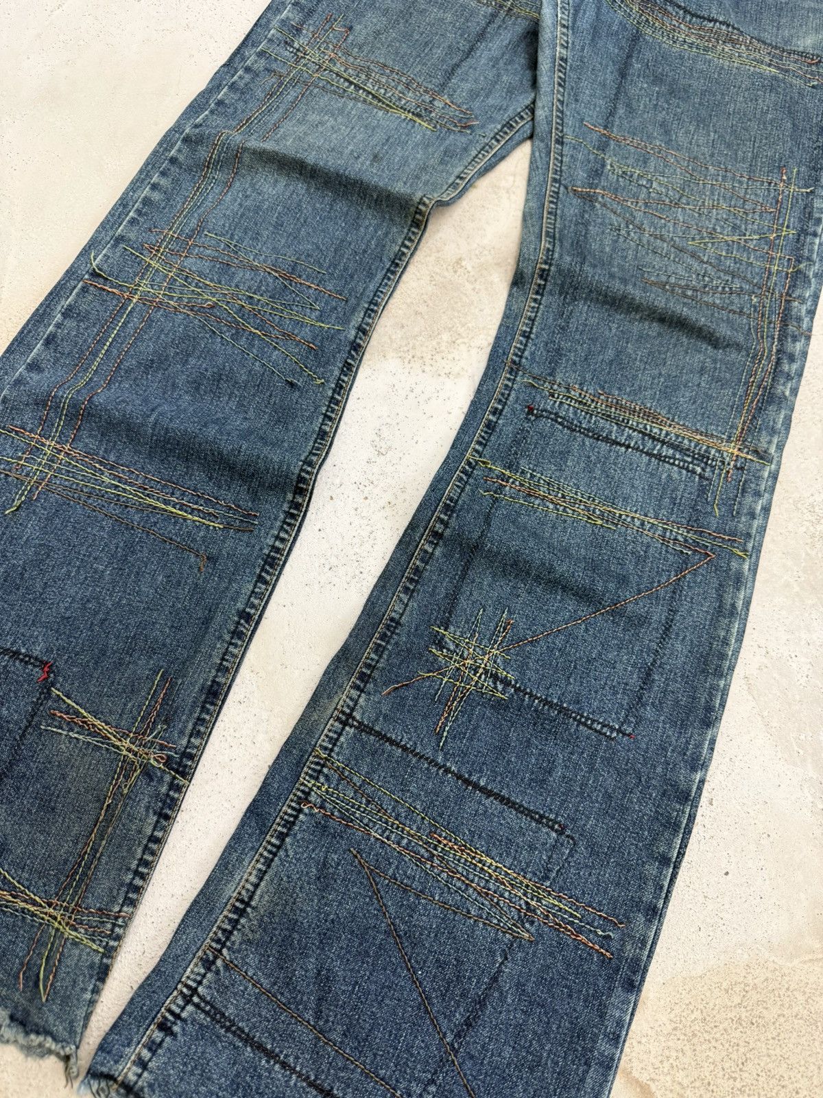 Hysteric Glamour HYSTERIC GLAMOUR Flare Heavy Stitch Boro Denim Jeans Size US 30 / EU 46 - 4 Thumbnail