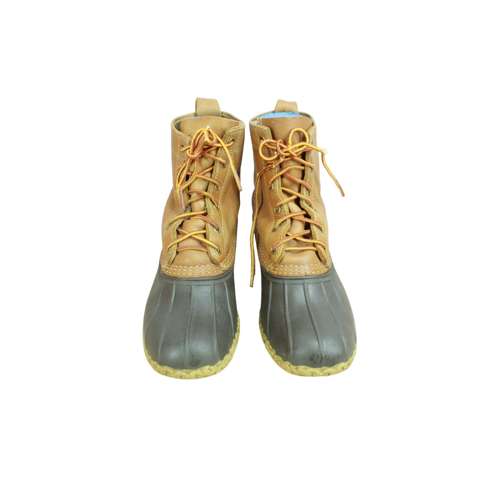 L.L. Bean LL Bean Brown Leather Unlined Ankle Lace-Up Duck Boots Size US 8 / IT 38 - 5 Thumbnail