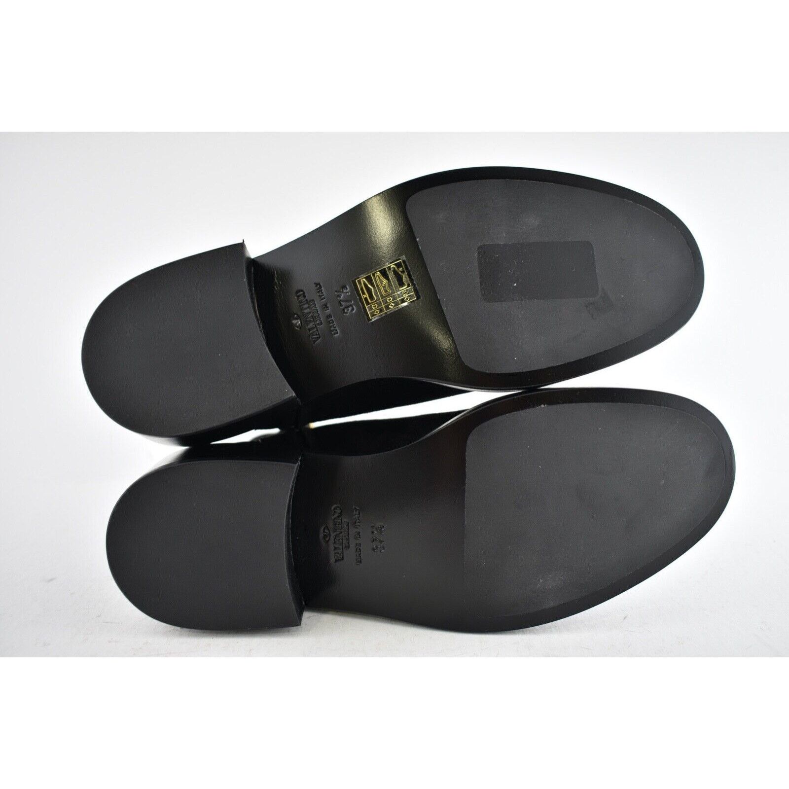 Valentino Valentino V Logo Gold Black Suede Block Heel Short Ankle Size US 7.5 / IT 37.5 - 10 Thumbnail