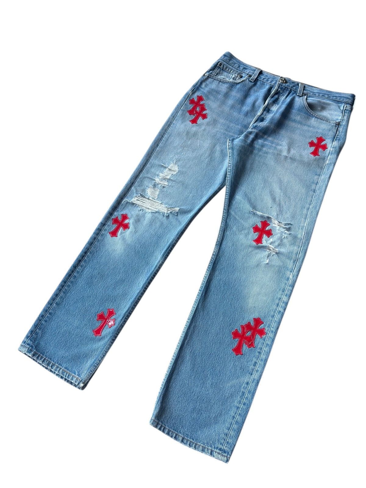 Chrome Hearts Chrome Hearts Red Patent Leather Patch 517 Levi’s Denim Jean Size US 32 / EU 48 - 3 Thumbnail