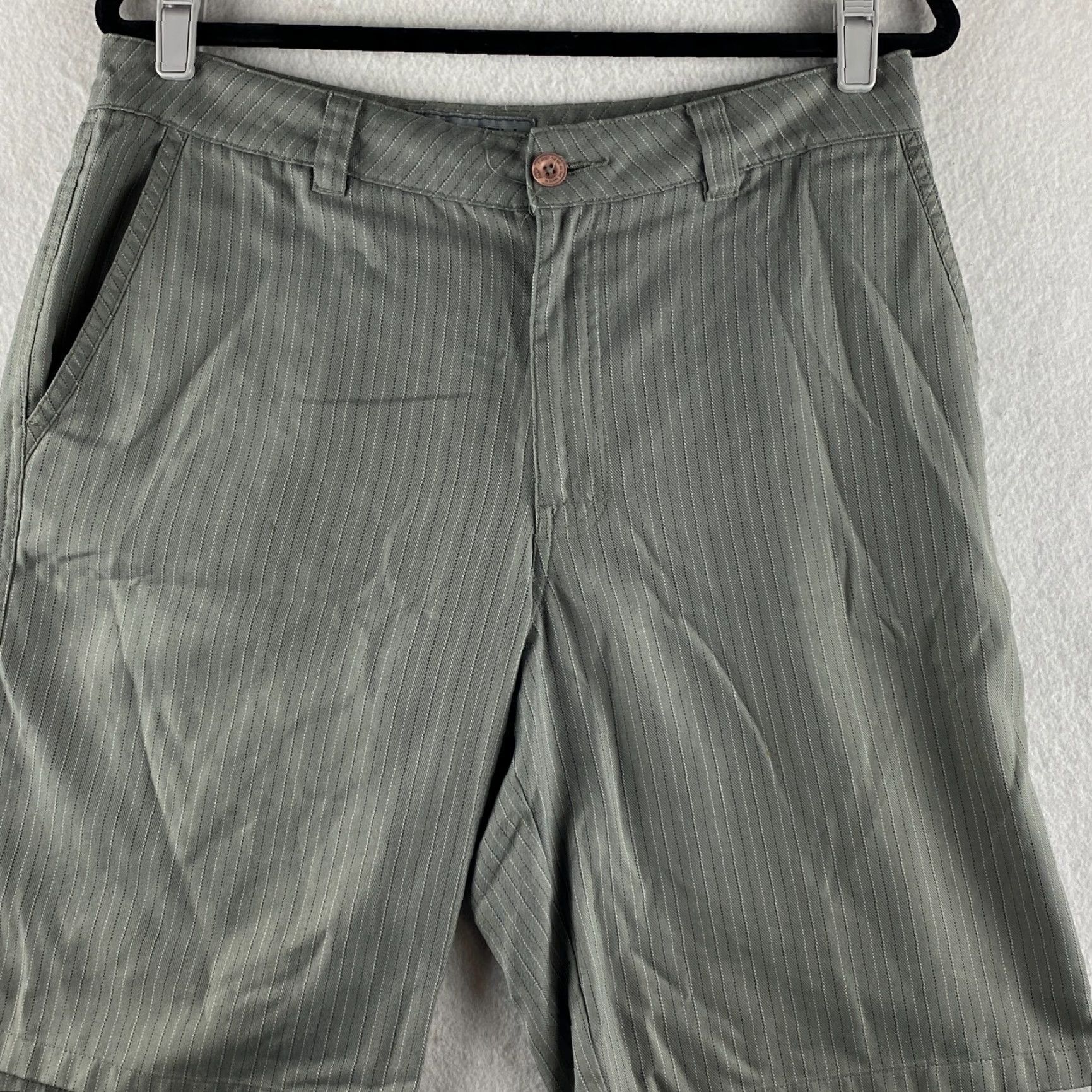 O'Neill O'Neill Mens Chino Shorts 32 Gray Button Slash Pockets Flat Front Striped Casual Size US 32 / EU 48 - 2 Thumbnail