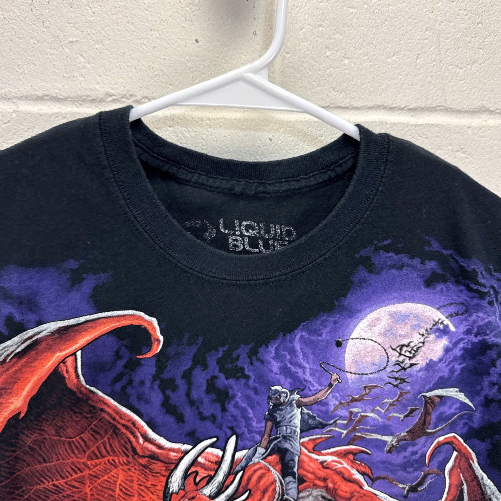 Liquid Blue Liquid Blue Shirt XL Black Dragon T Shirt Graphic Print Fantasy 90s Big Print Mens Size US XL / EU 56 / 4 - 4 Thumbnail