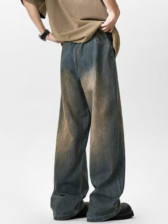 Japanese Brand Men's vintage distressed washed loose wide-leg jeans Size US 32 / EU 48 - 4 Thumbnail