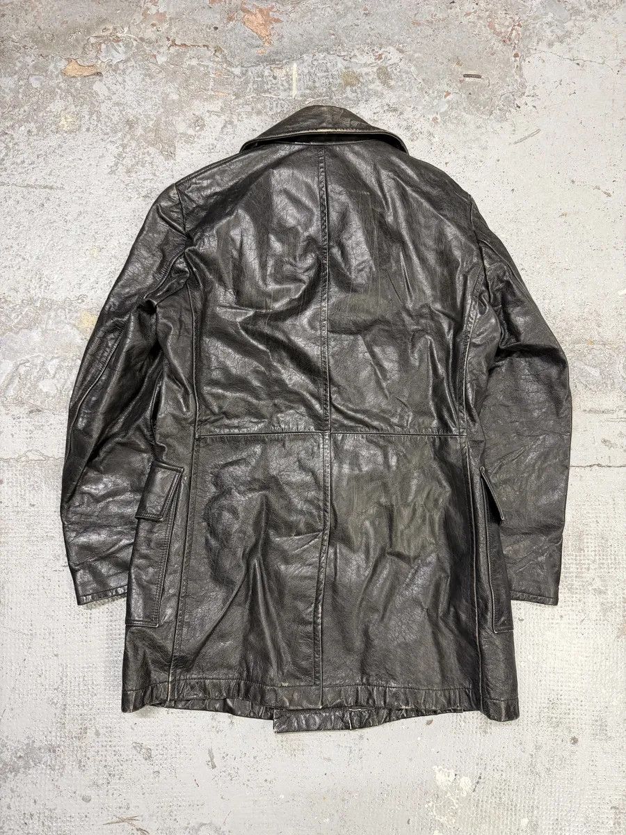Dolce & Gabbana 2000s Dolce & Gabbana Peacoat Officer Brut Black Leather Jacket Size US M / EU 48-50 / 2 - 2 Thumbnail