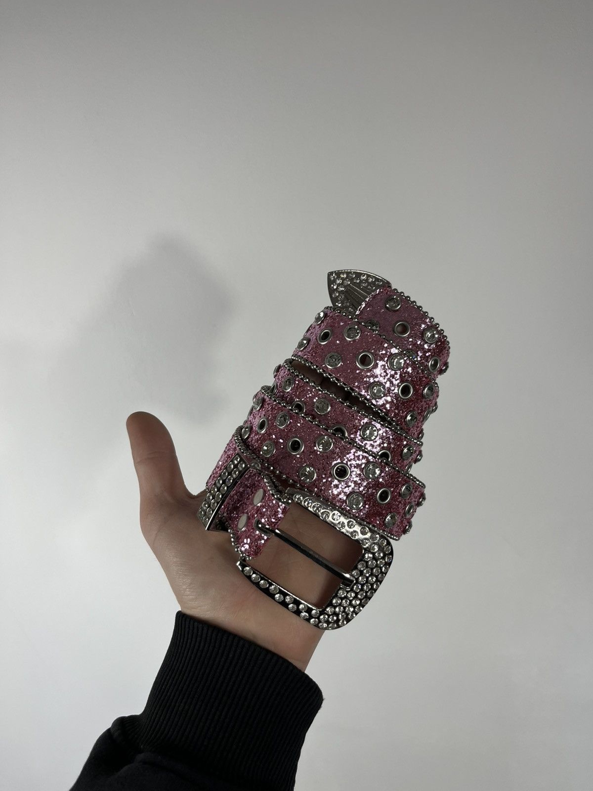 Other Avant Garde Pink Glitter Rhinestone Studded Belt 47in 120cm Size ONE SIZE - 1 Thumbnail