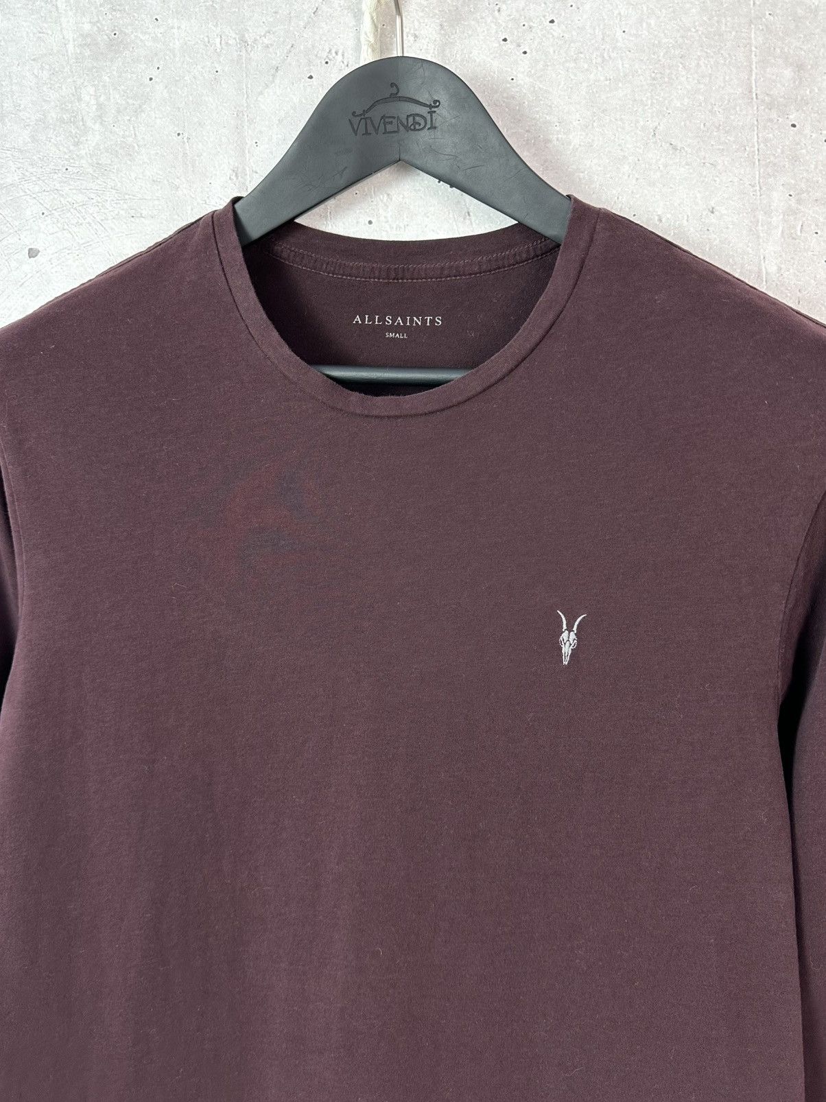 Allsaints Allsaints Brace Crew Neck Cotton Burgundy Men’s Long Sleeve Size US S / EU 44-46 / 1 - 3 Thumbnail