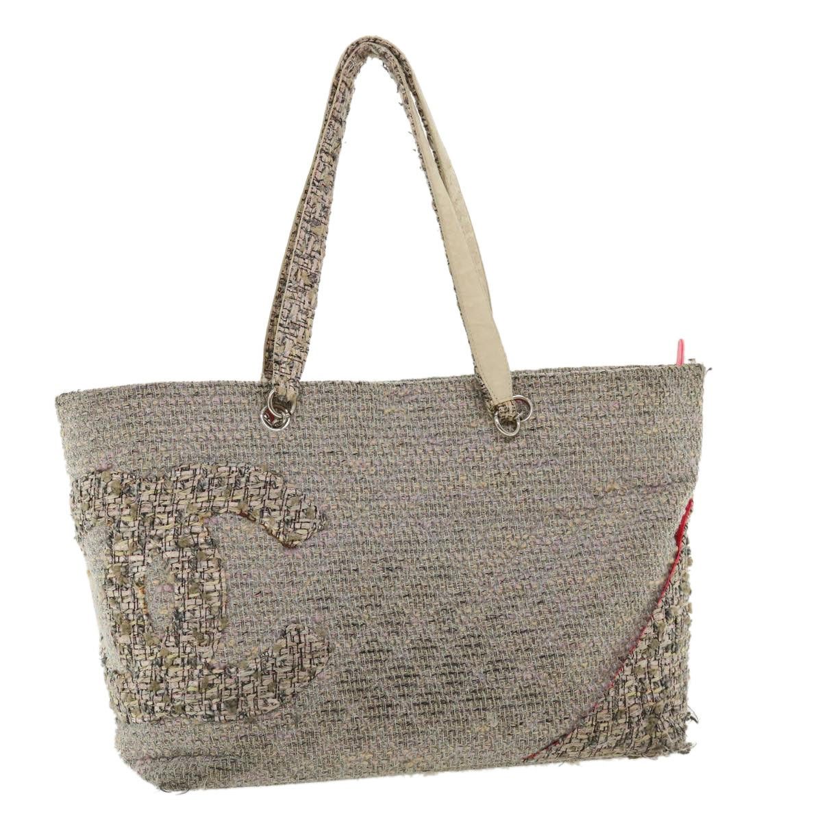 CHANEL Cambon Line Tote Bag Pink Gray CC