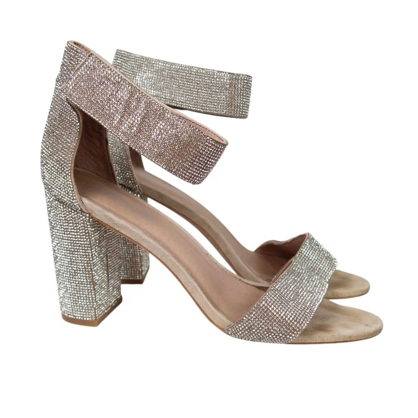 Jeffrey Campbell Jeffrey Campbell Rhinestone Open Toe Sandal Heels 9.5 Women Tan Party Formal Leather Hook & Loop Heel Size US 10 / IT 40 - 2 Thumbnail