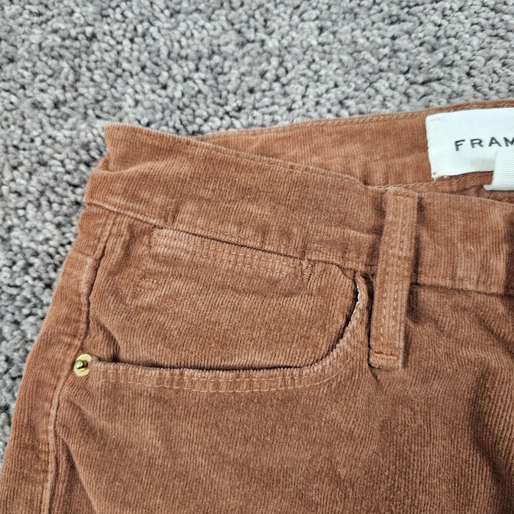 Frame FRAME Brown Corduroy Skinny Pants Womens Size 25 Mid Rise Stretch 23x28 Size 23" - 3 Thumbnail