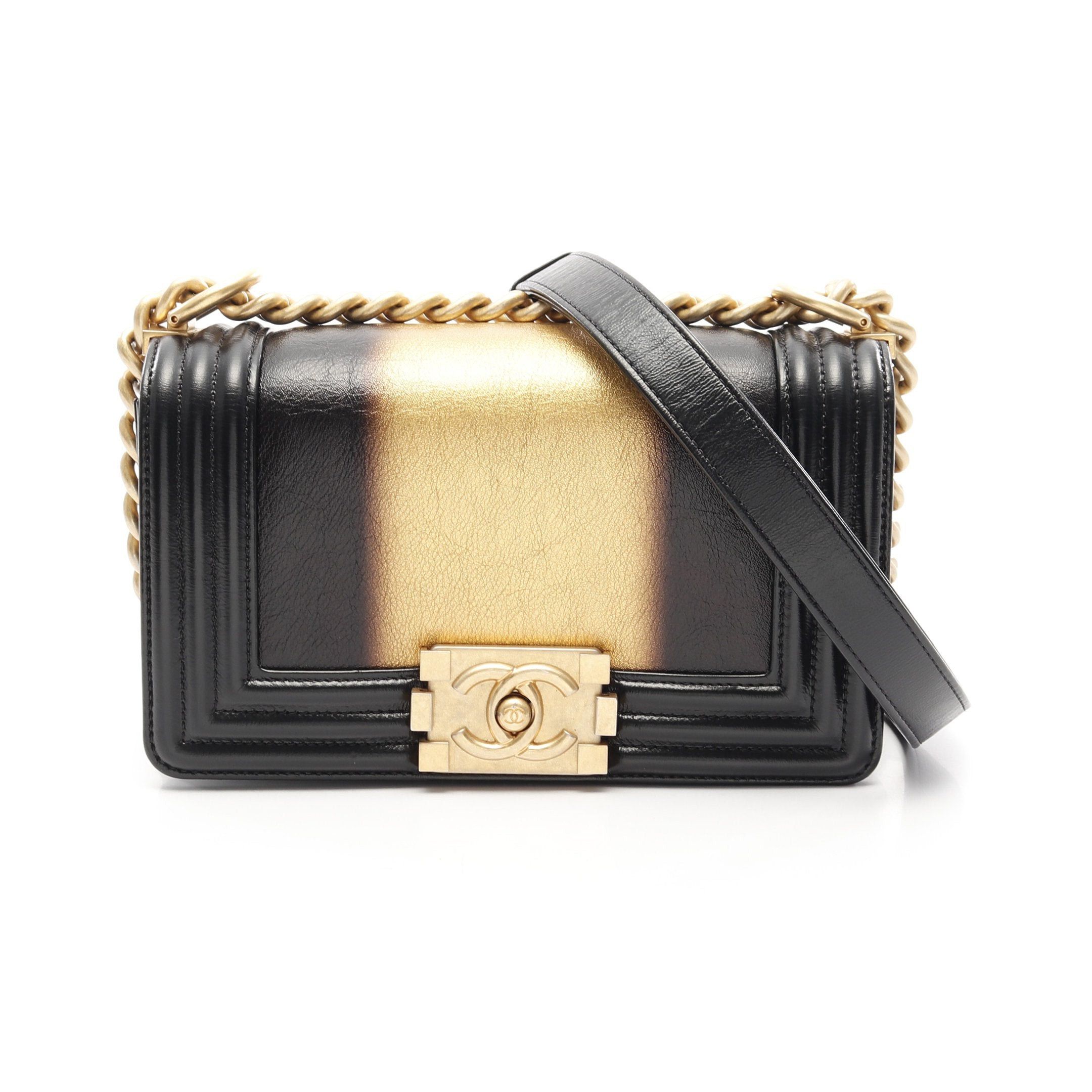 Chanel Chanel Boy Chanel Small Chain Shoulder Bag Leather Black Gold Hardware Size ONE SIZE - 1 Thumbnail