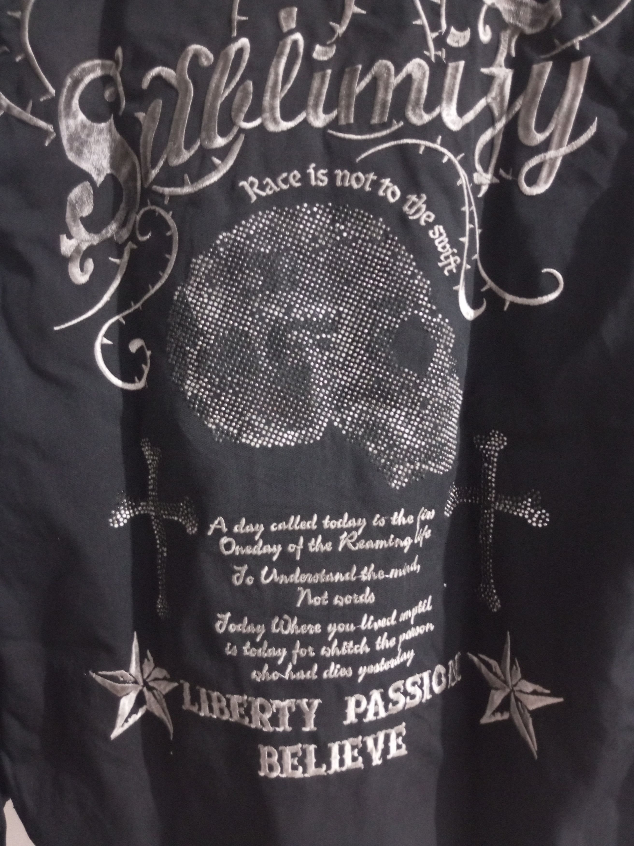Japanese Brand cds black sense Paisley embroidery skull cross poem shirt Size US M / EU 48-50 / 2 - 12 Thumbnail
