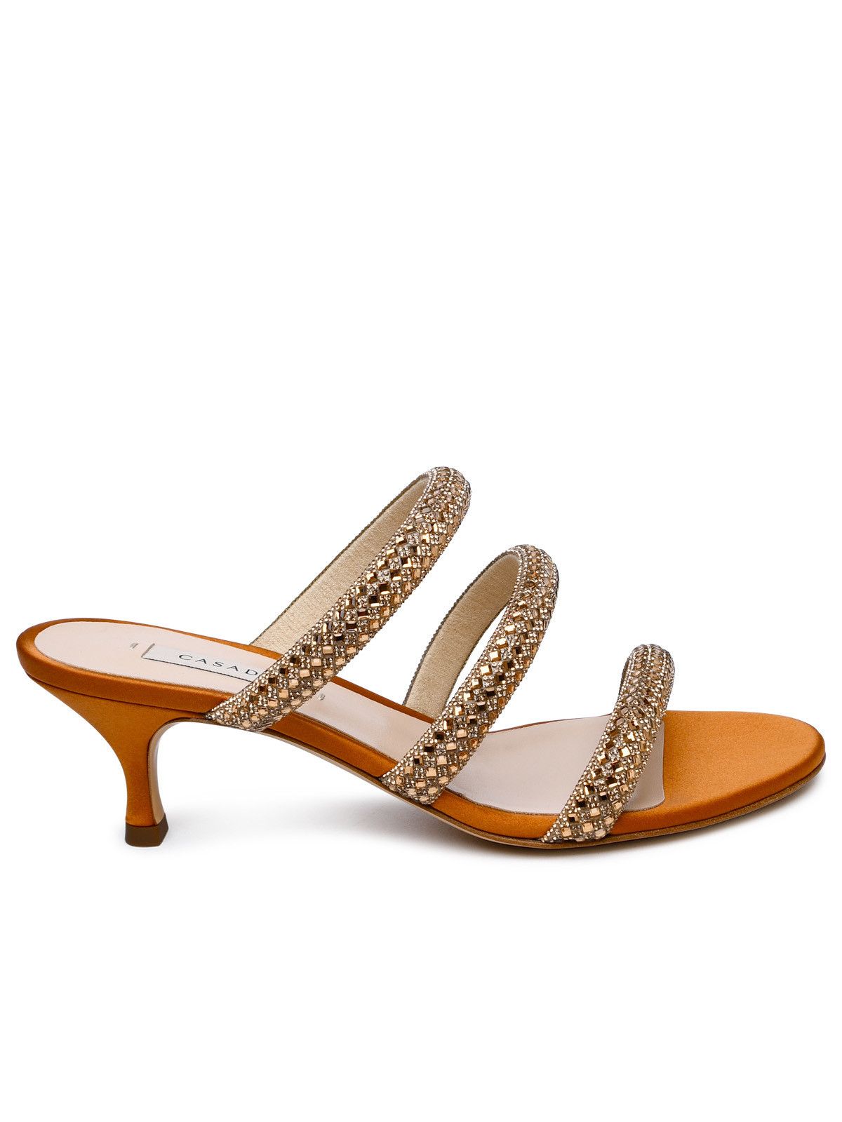 image of Casadei 'stratosphere' Honey Satin Sandals in Gold, Women's (Size 7)