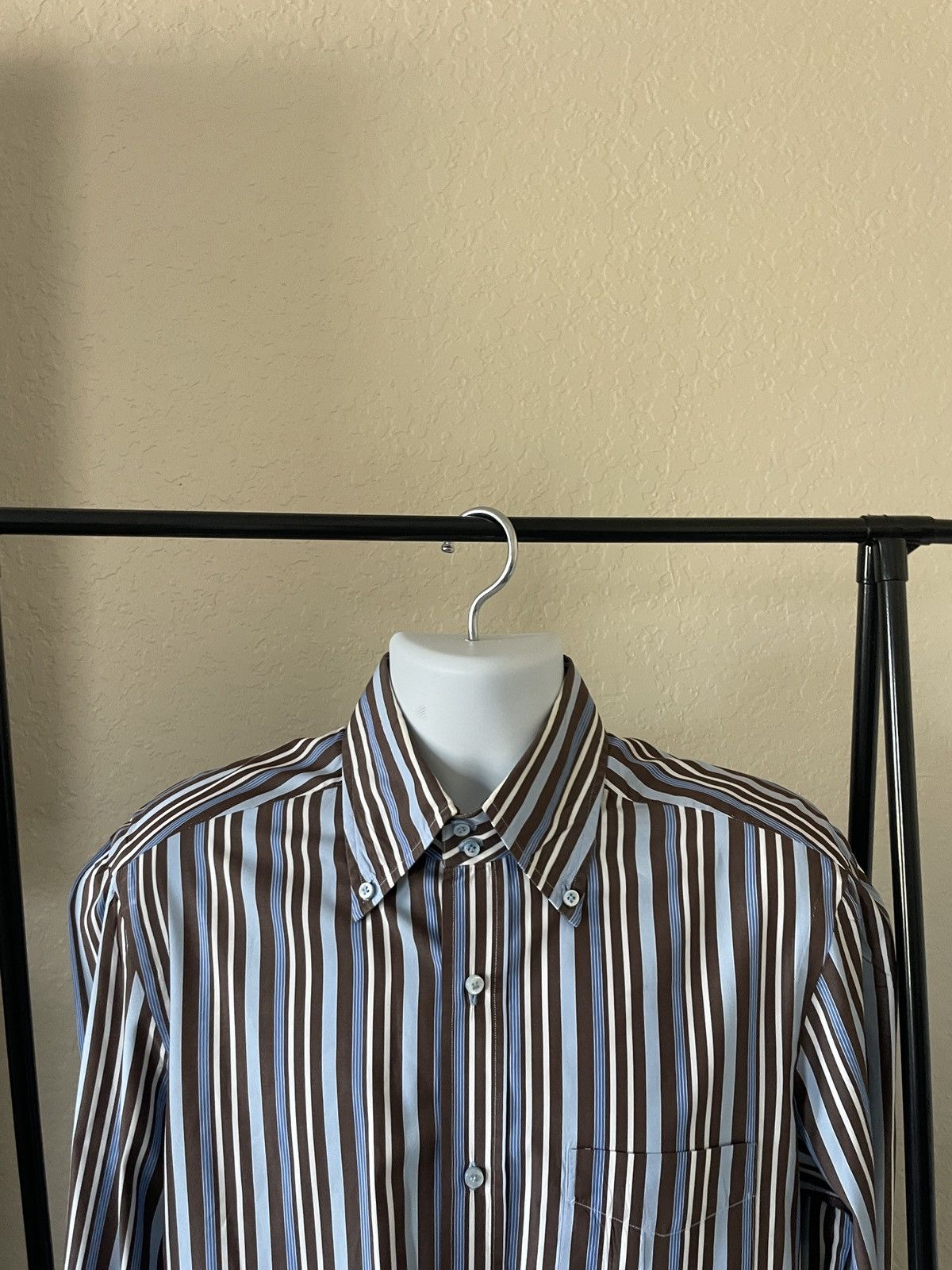 Barba Napoli Striped Button Down dress shirt 16x37 Size US L / EU 52-54 / 3 - 2 Thumbnail